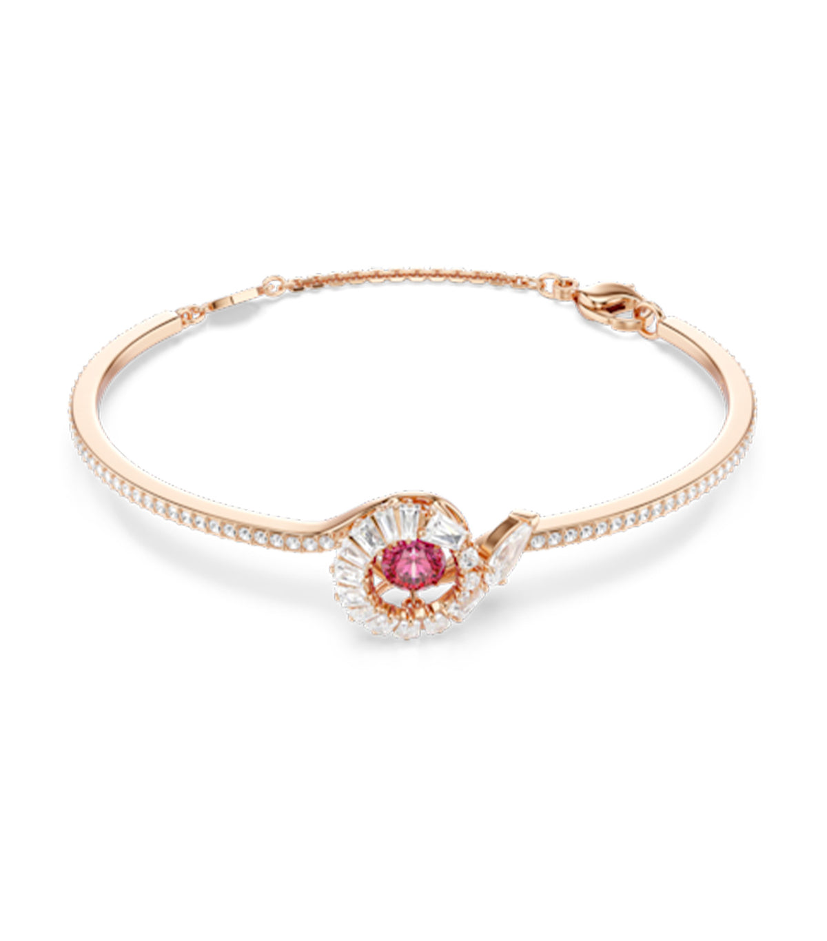 Snake Bangle Mixed Cuts Year of the Snake 18K Rose Gold Finish Red