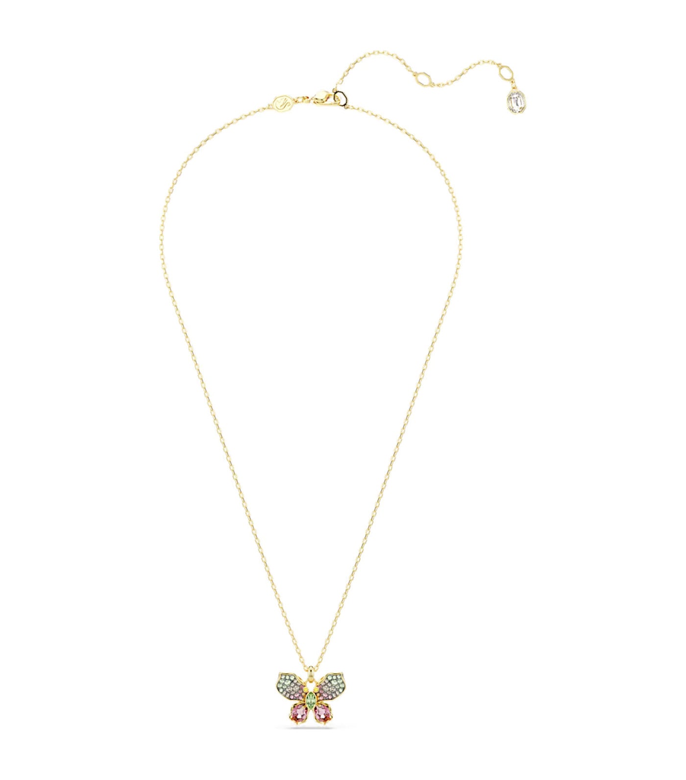 Idyllia Pendant Mixed Cuts, Pavé, Butterfly, Multicolored, Gold-Tone Plated