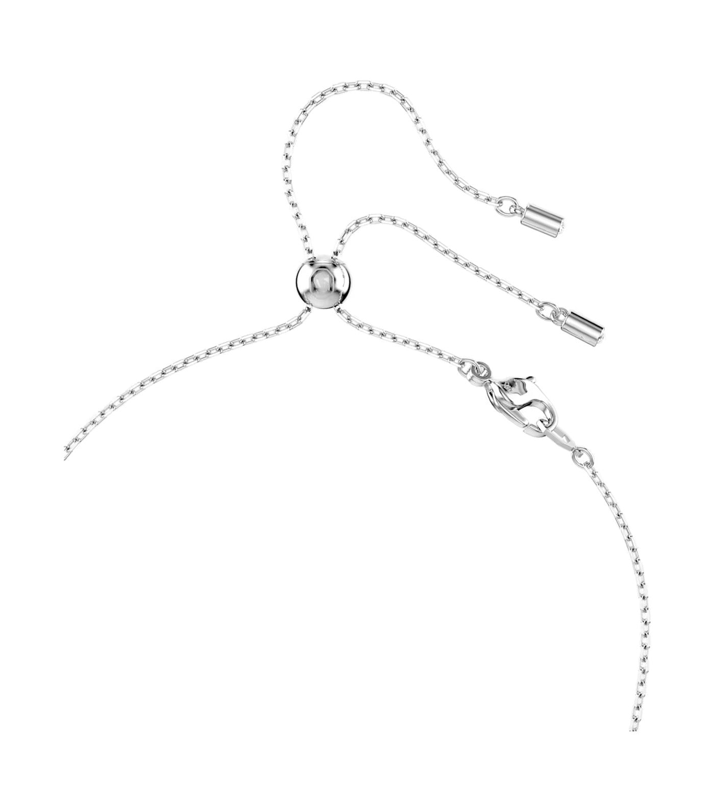 Constella Y Necklace Crystal Pearl, Round Cuts, White, Rhodium Plated