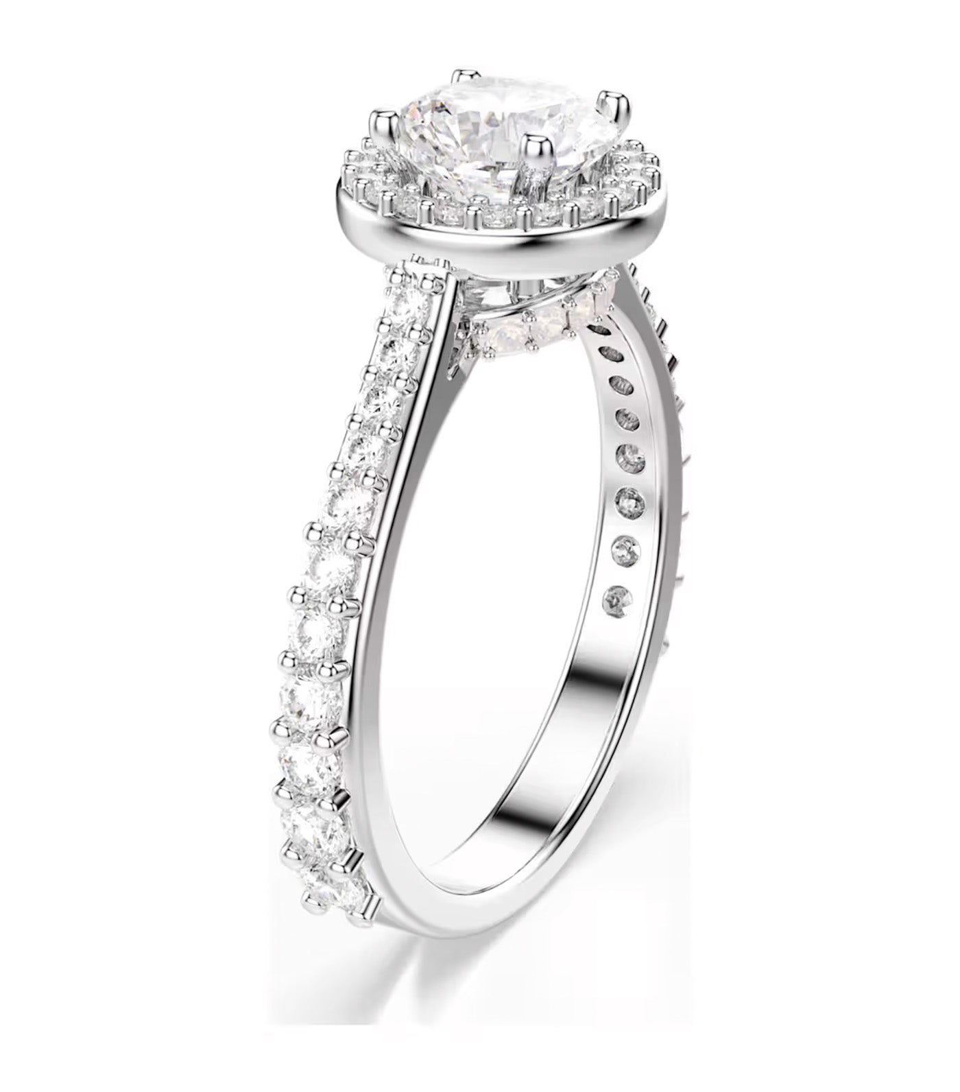 Una Angelic Ring Round Cut, Silver-Tone Finish, White
