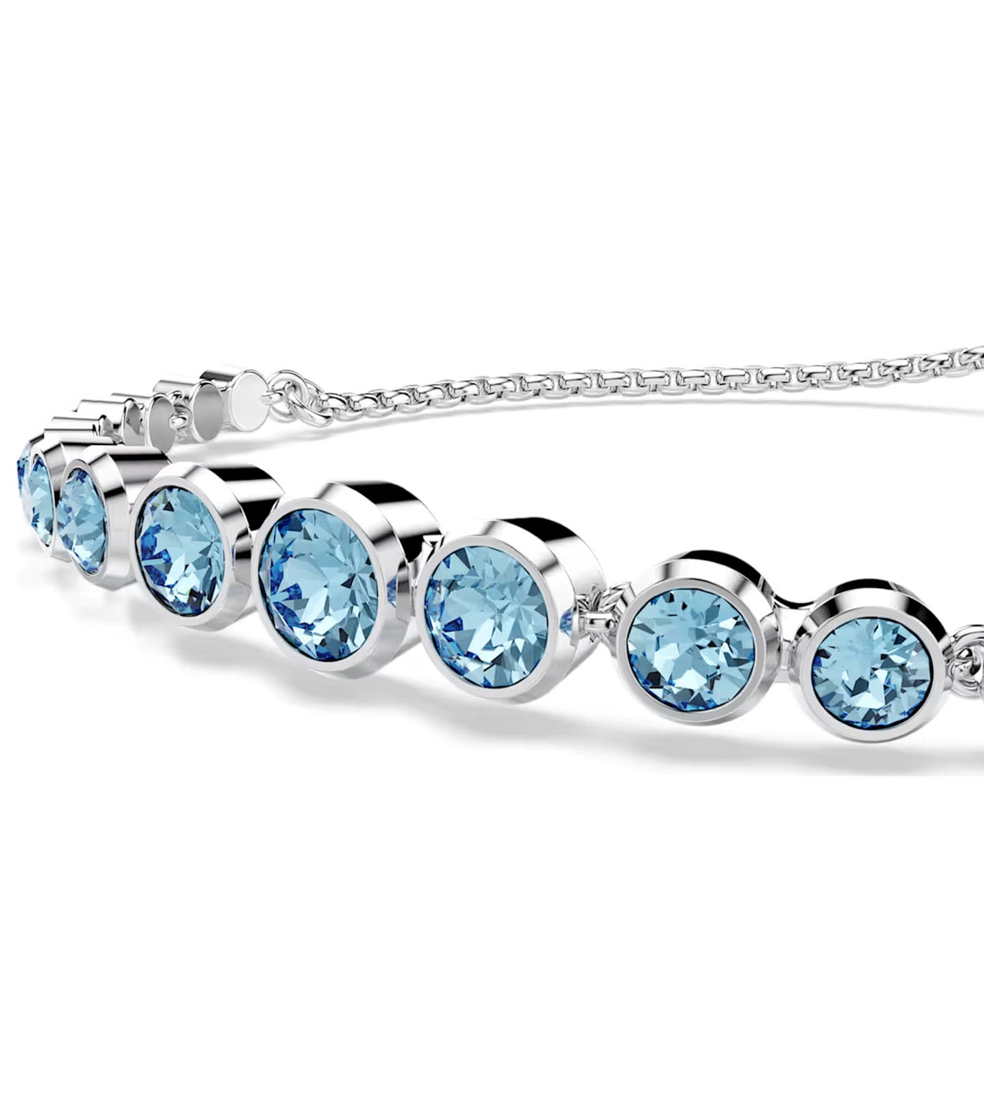 Imber Tennis Bracelet Mixed Round Cuts, Blue, Rhodium Plated