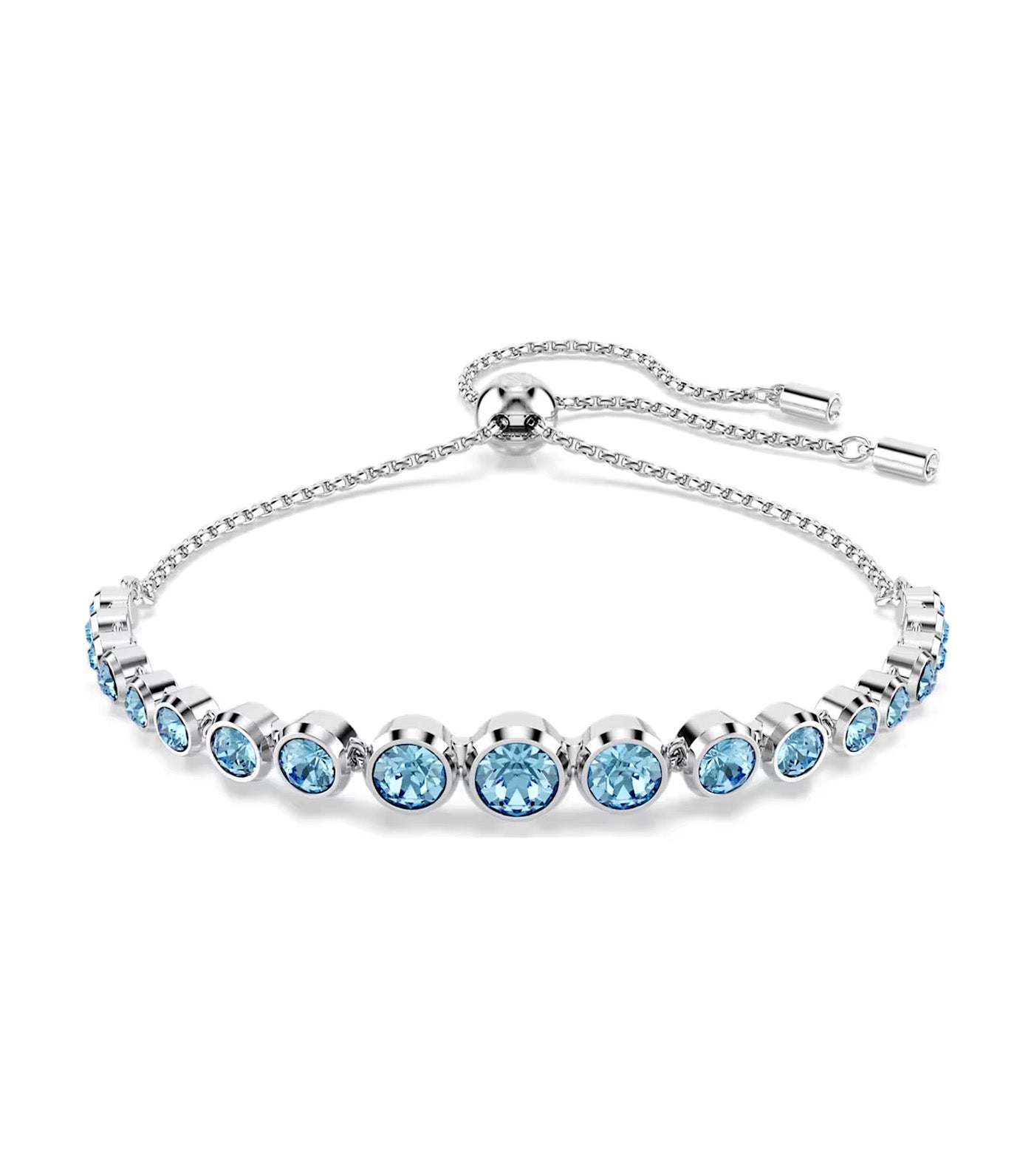 Imber Tennis Bracelet Mixed Round Cuts, Blue, Rhodium Plated