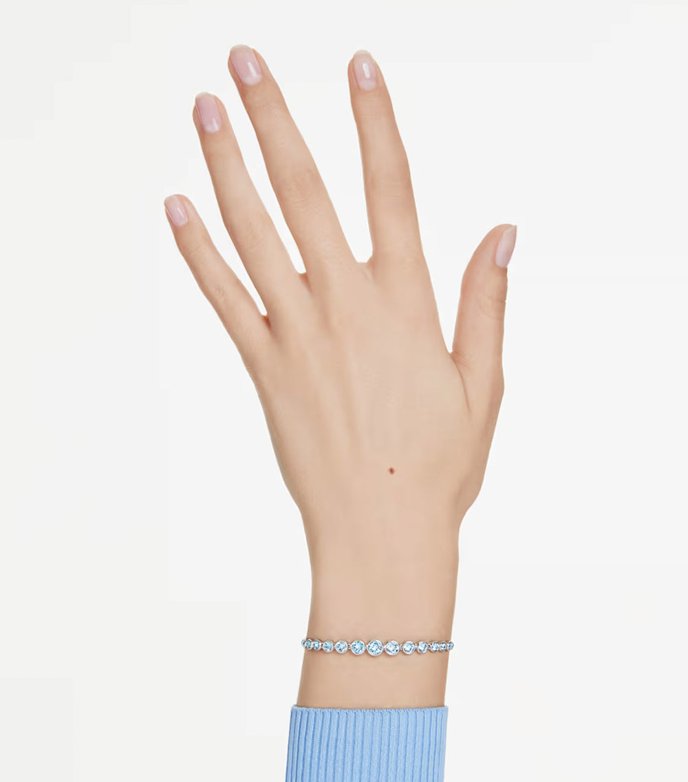 Swarovski Imber Tennis Bracelet Mixed Round Cuts, Blue, Rhodium Plated ...
