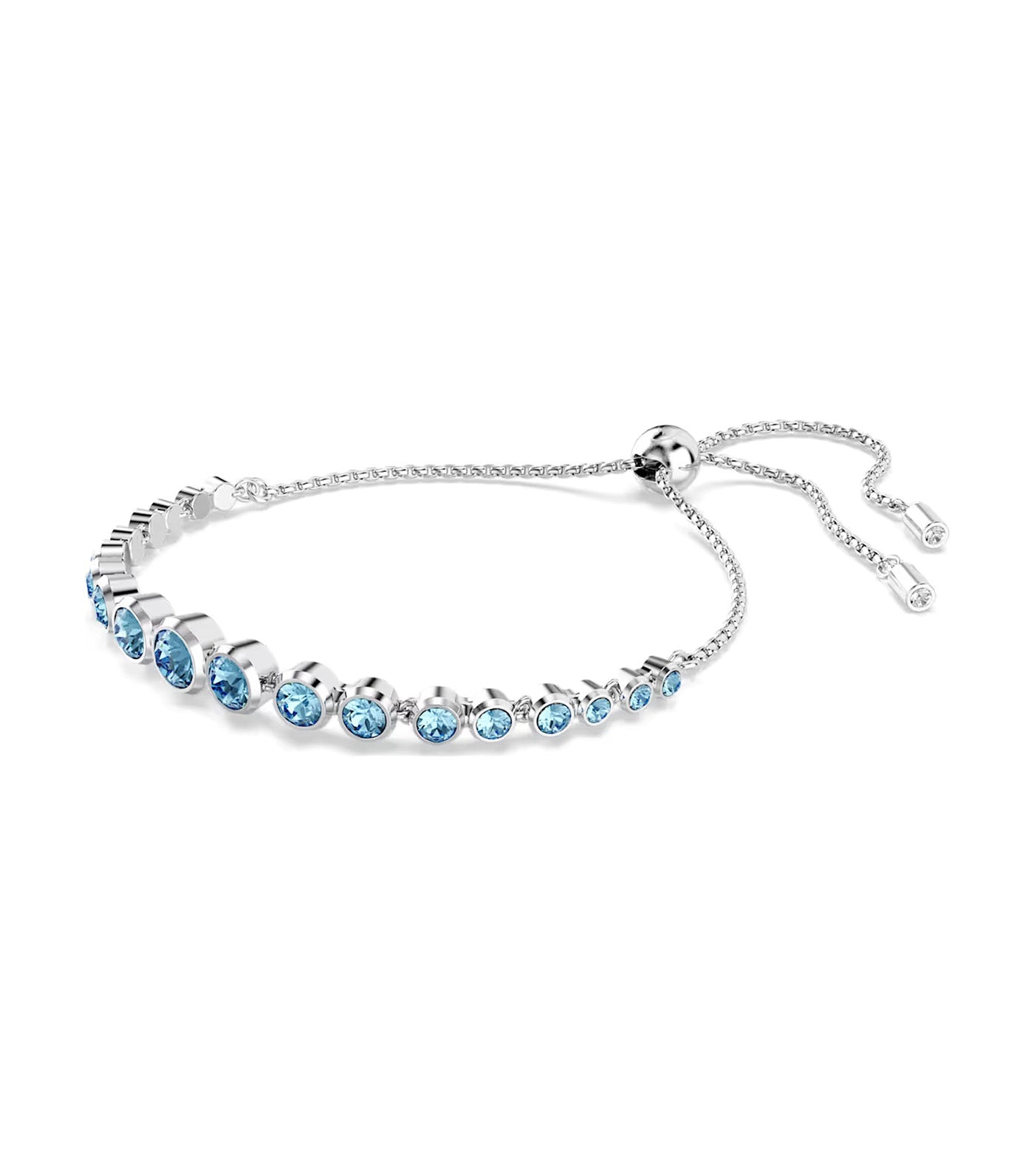 Imber Tennis Bracelet Mixed Round Cuts, Blue, Rhodium Plated