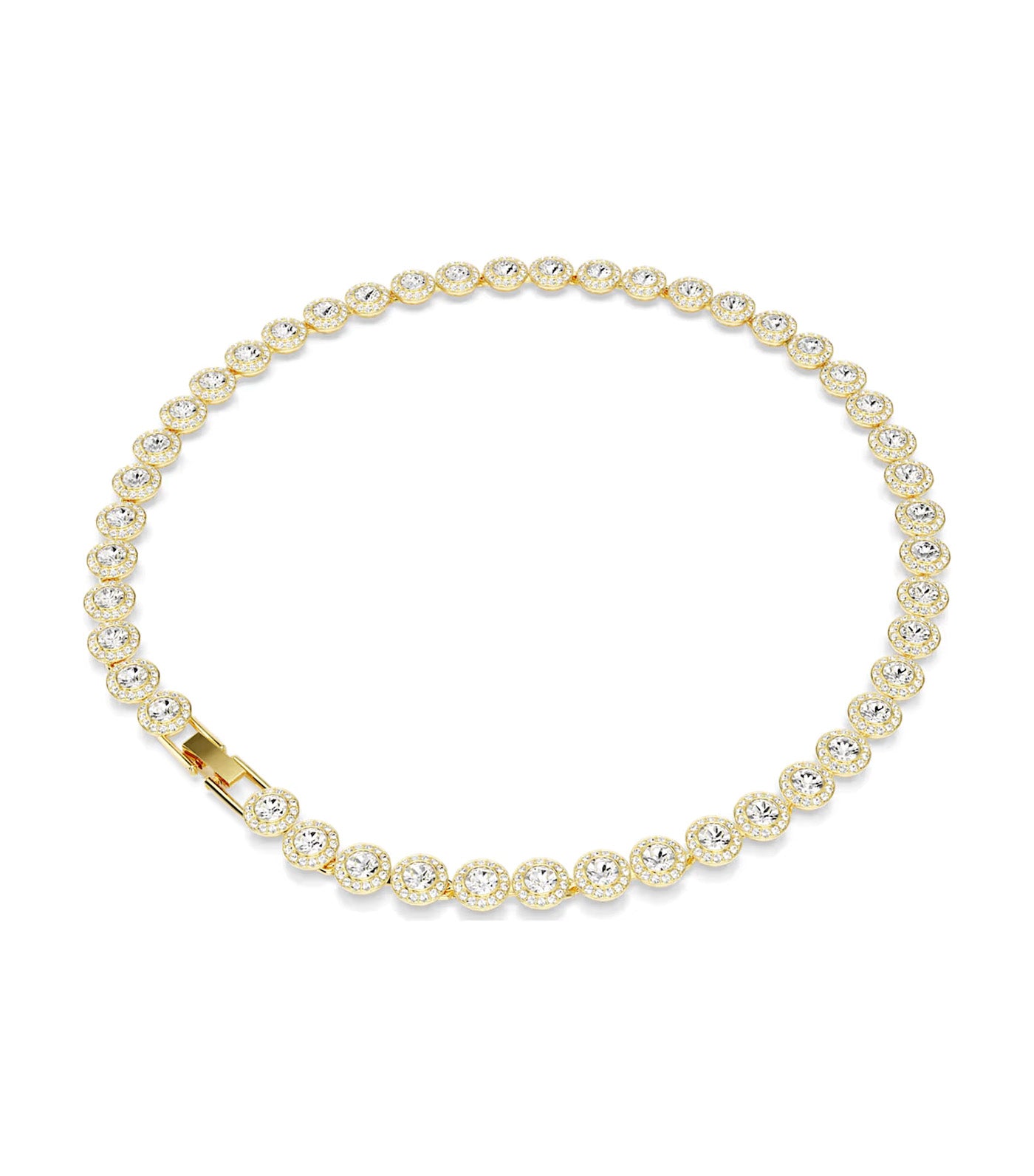 Una Angelic Tennis Necklace Round Cut, White, Gold-Tone Plated