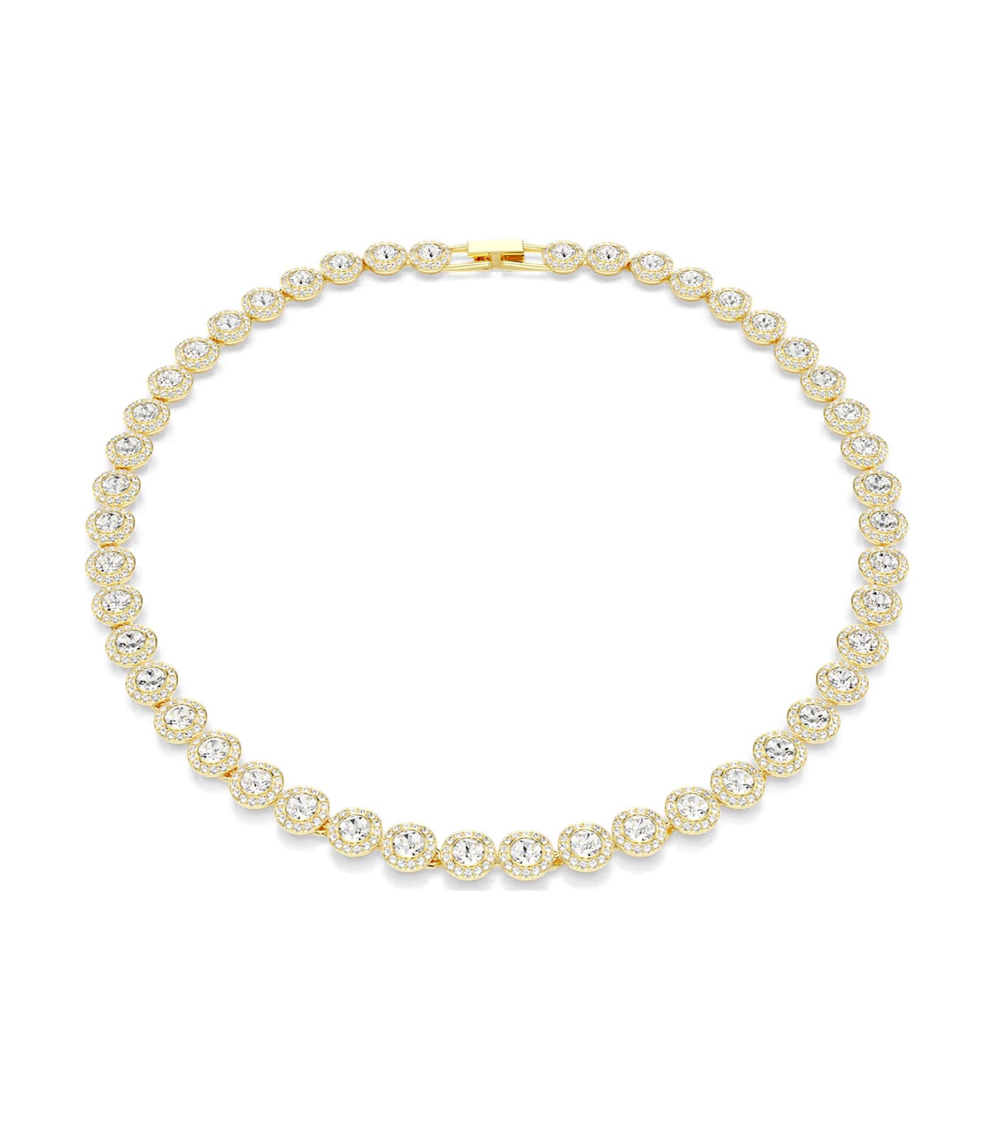 Una Angelic Tennis Necklace Round Cut, White, Gold-Tone Plated