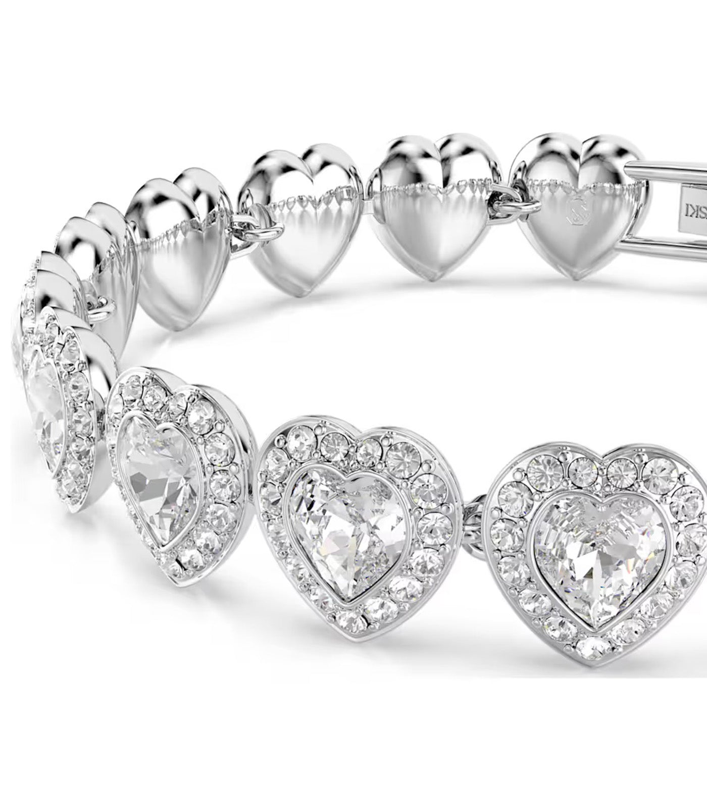 Ariana Grande x Swarovski Tennis Bracelet Mixed Cuts, Heart, Rhodium-Plated White