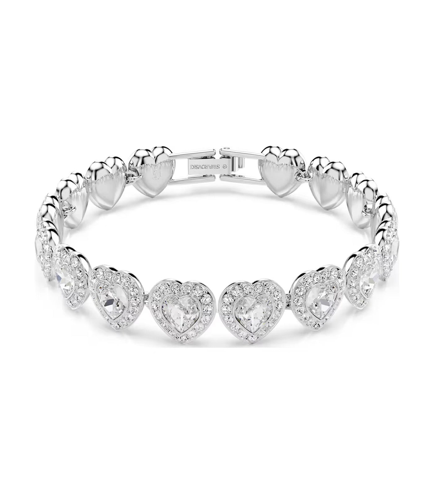 Ariana Grande x Swarovski Tennis Bracelet Mixed Cuts, Heart, Rhodium-Plated White