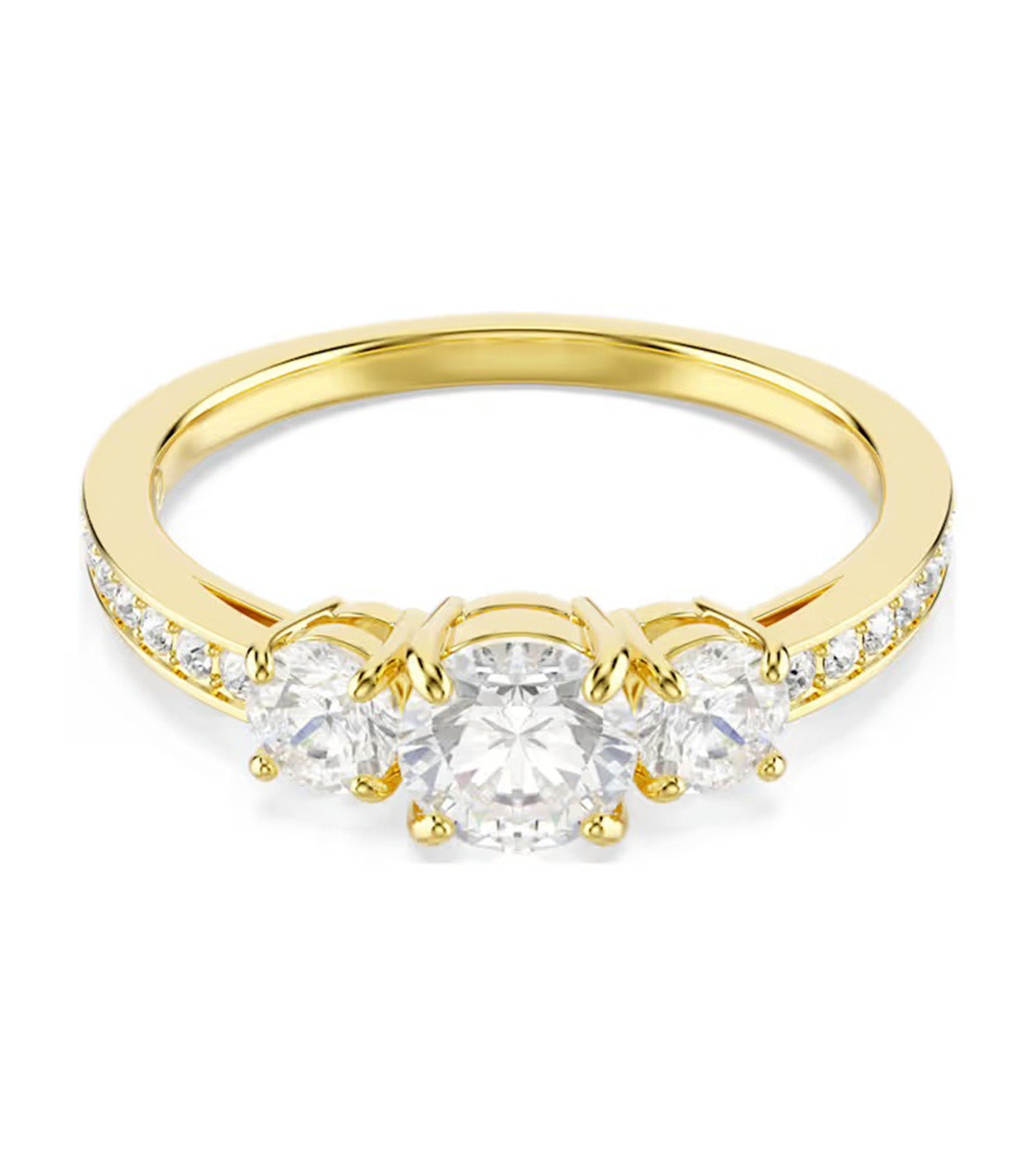 Swarovski Stilla Attract Ring Round Cut, White, Gold-Tone Plated