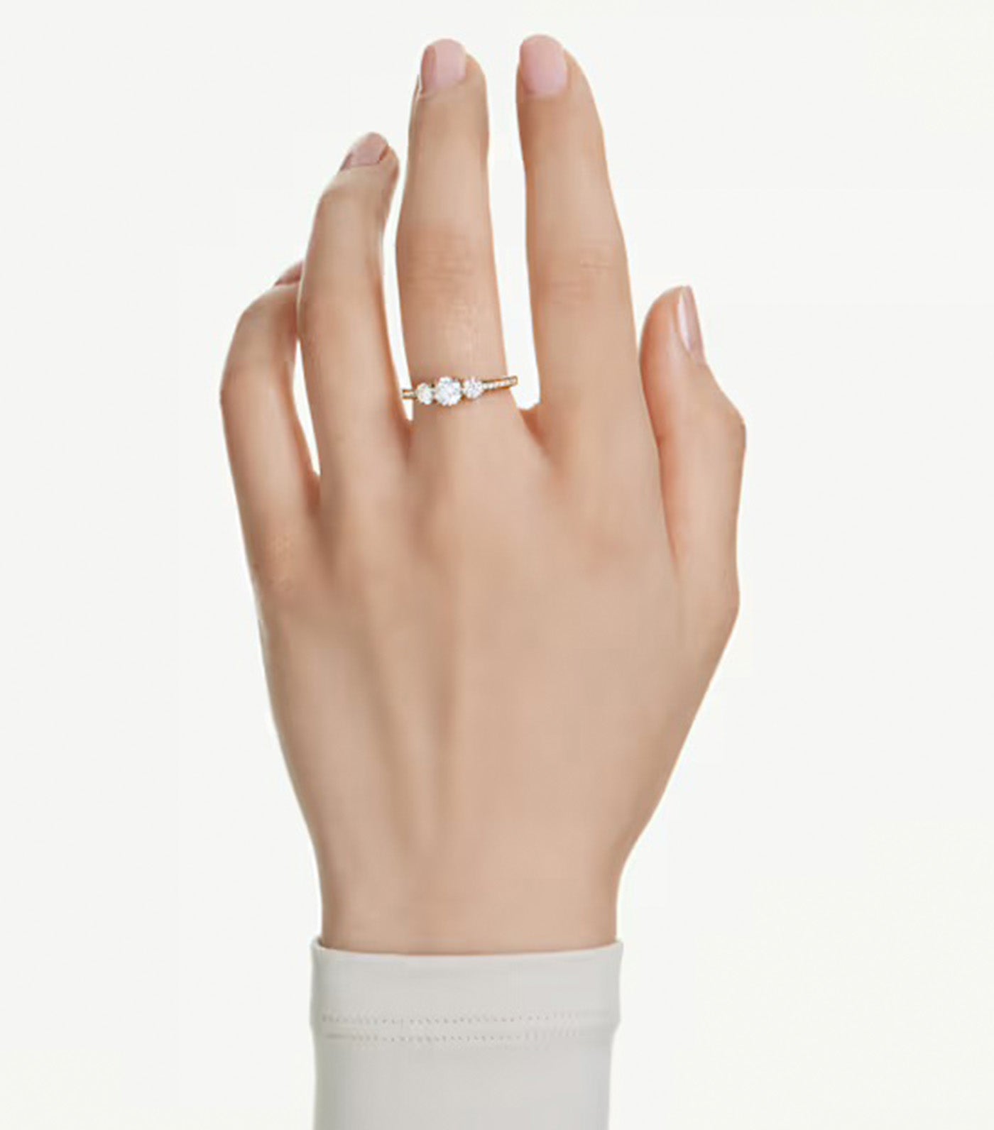 Swarovski Stilla Attract Ring Round Cut, White, Gold-Tone Plated