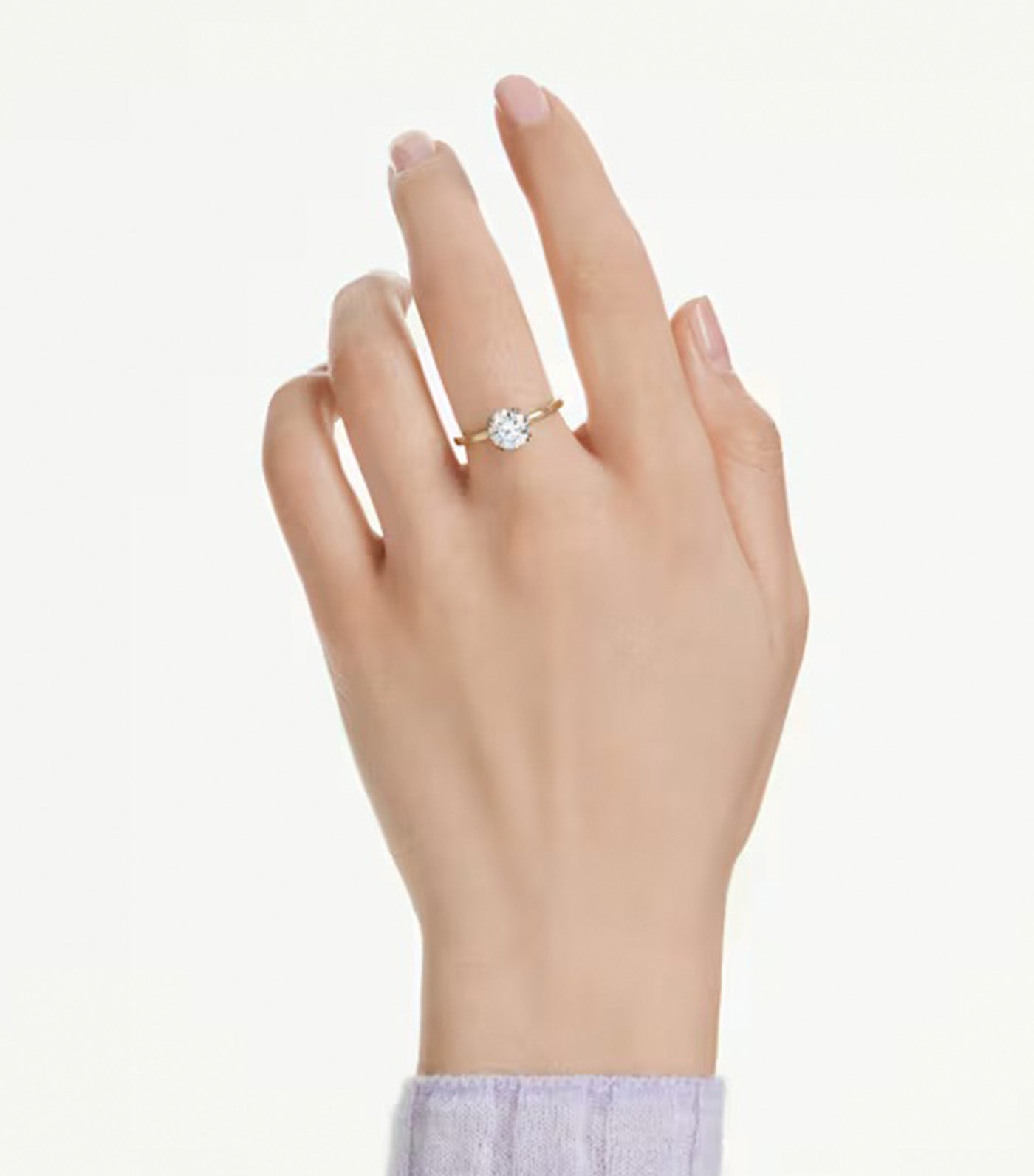 Swarovski Stilla Cocktail Ring Round Cut, White, Gold-Tone Plated