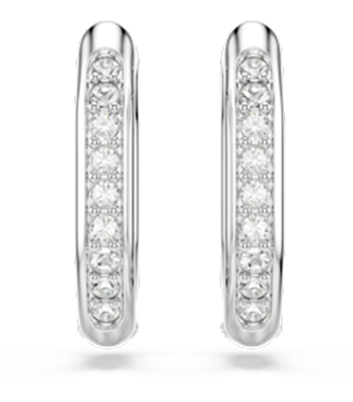 Dextera Hoop Earrings Octagon Shape Round Cut Small Rhodium Plated White