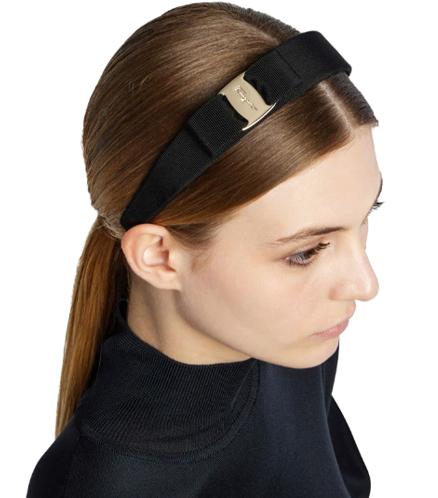 送関込★FERRAGAMO★VARA BOW ヘアピン★ブラック Salvatore Ferragamo Black Fabric Vara Bow Hair Clip Gold