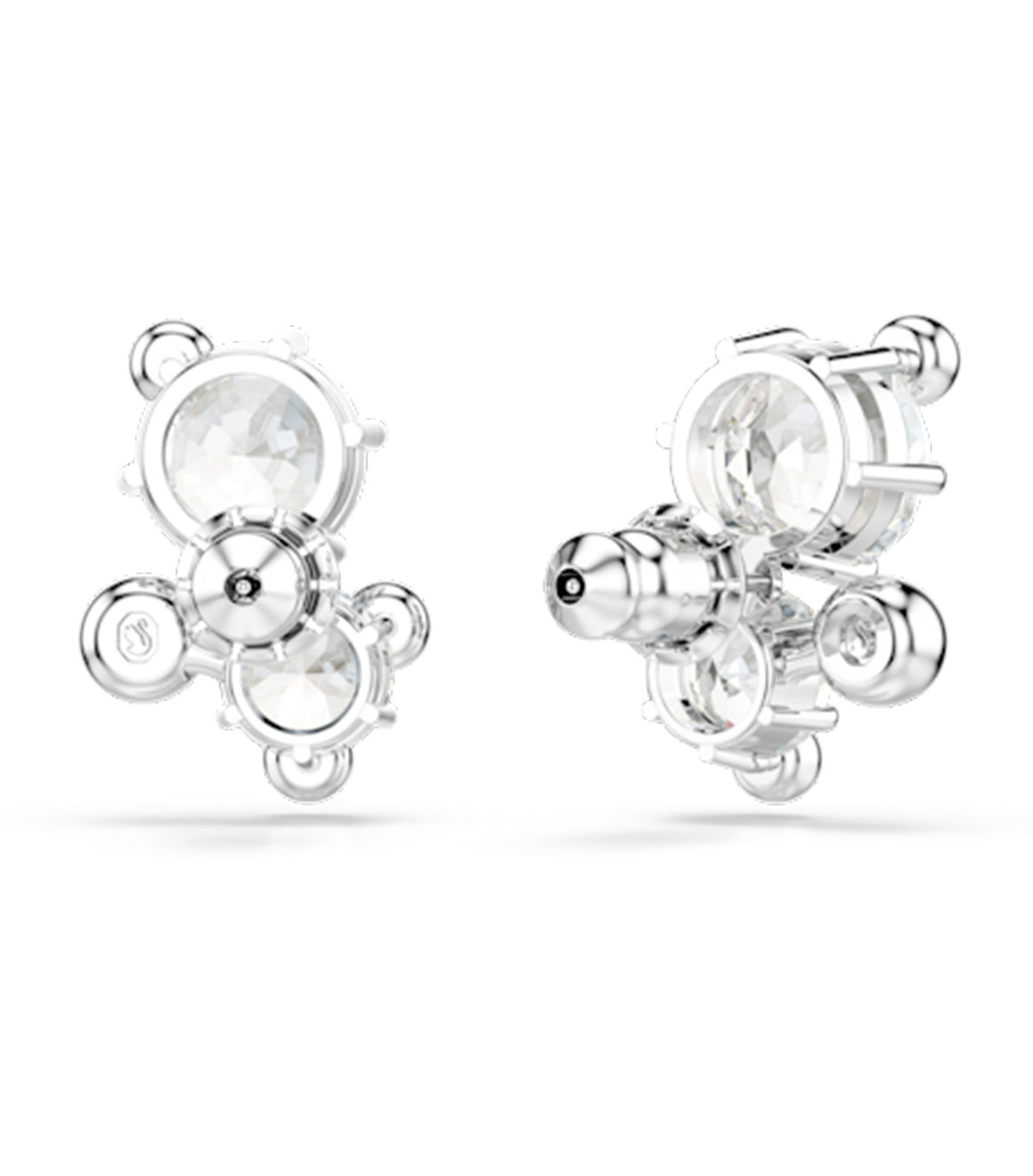Constella Stud Earrings Round Cut Rhodium Plated White