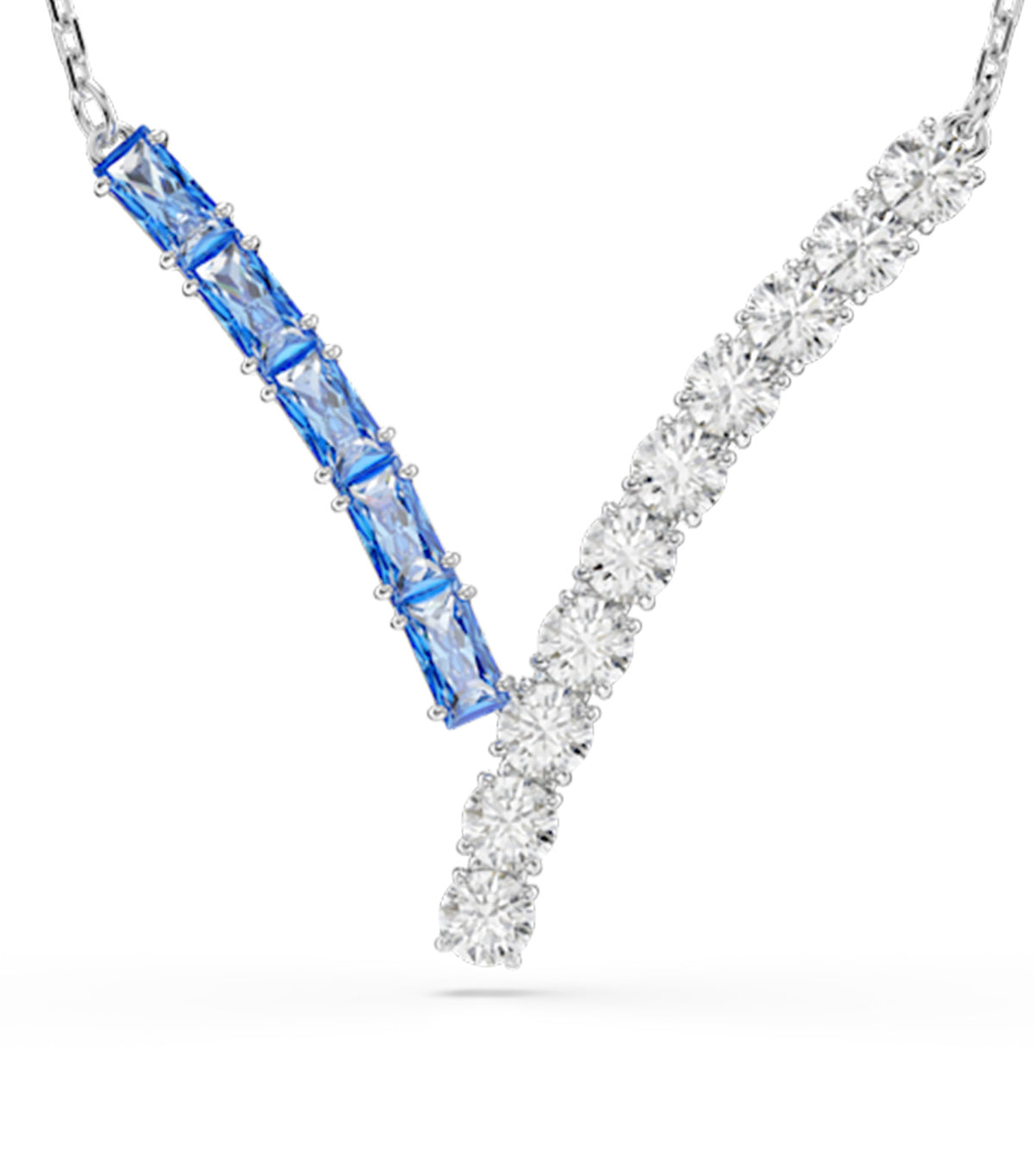 Matrix Pendant Mixed Cuts Rhodium Plated Blue