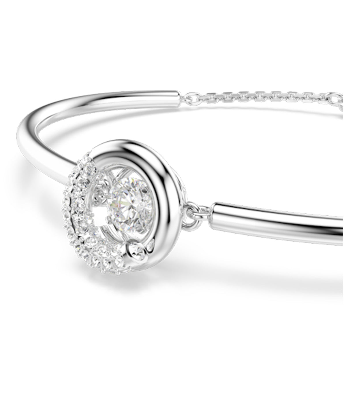 Dextera Bangle Round Cut Rhodium Plated White