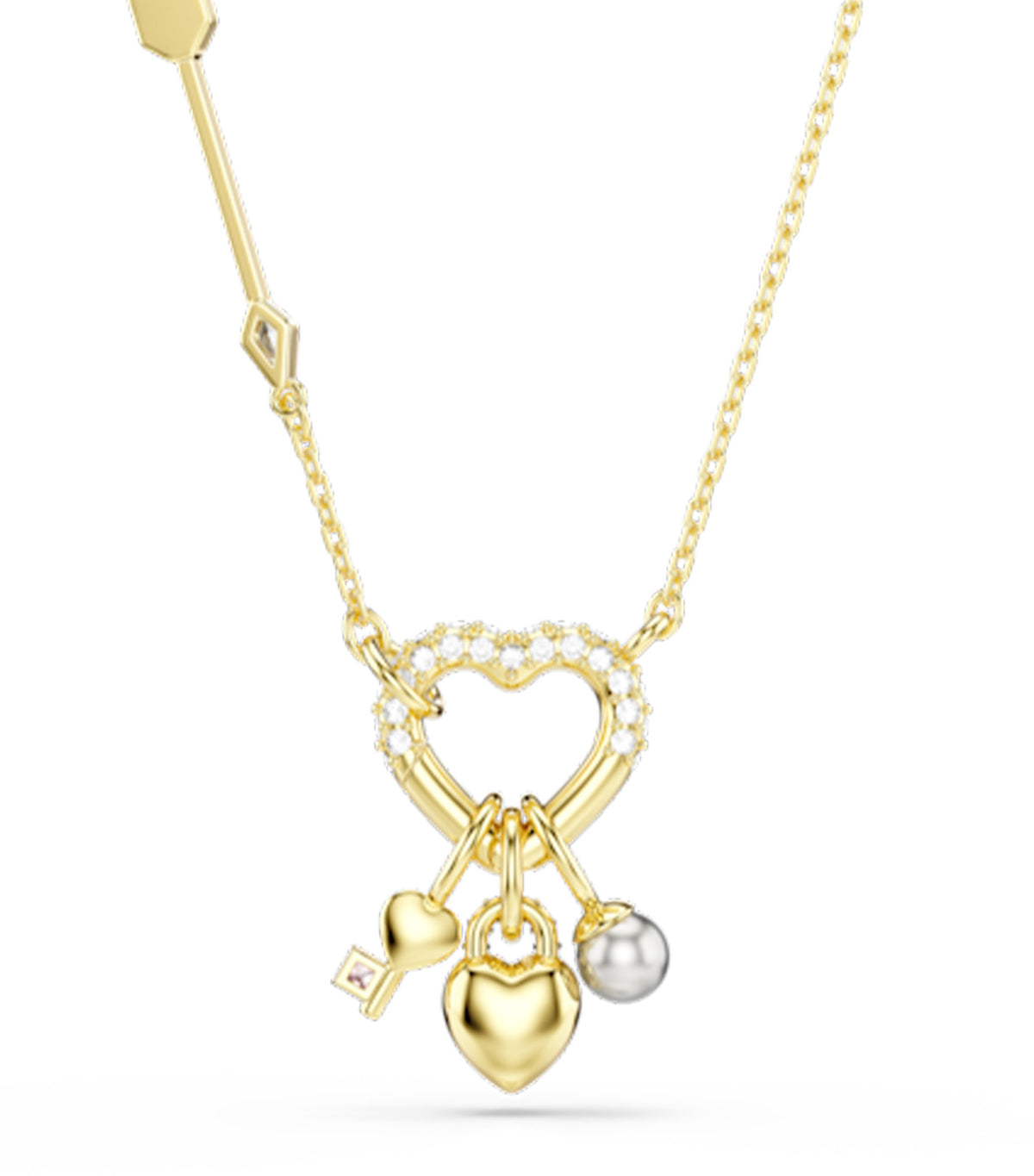 Idyllia Pendant Mixed Cuts Heart Key 18K Gold Finish Pink