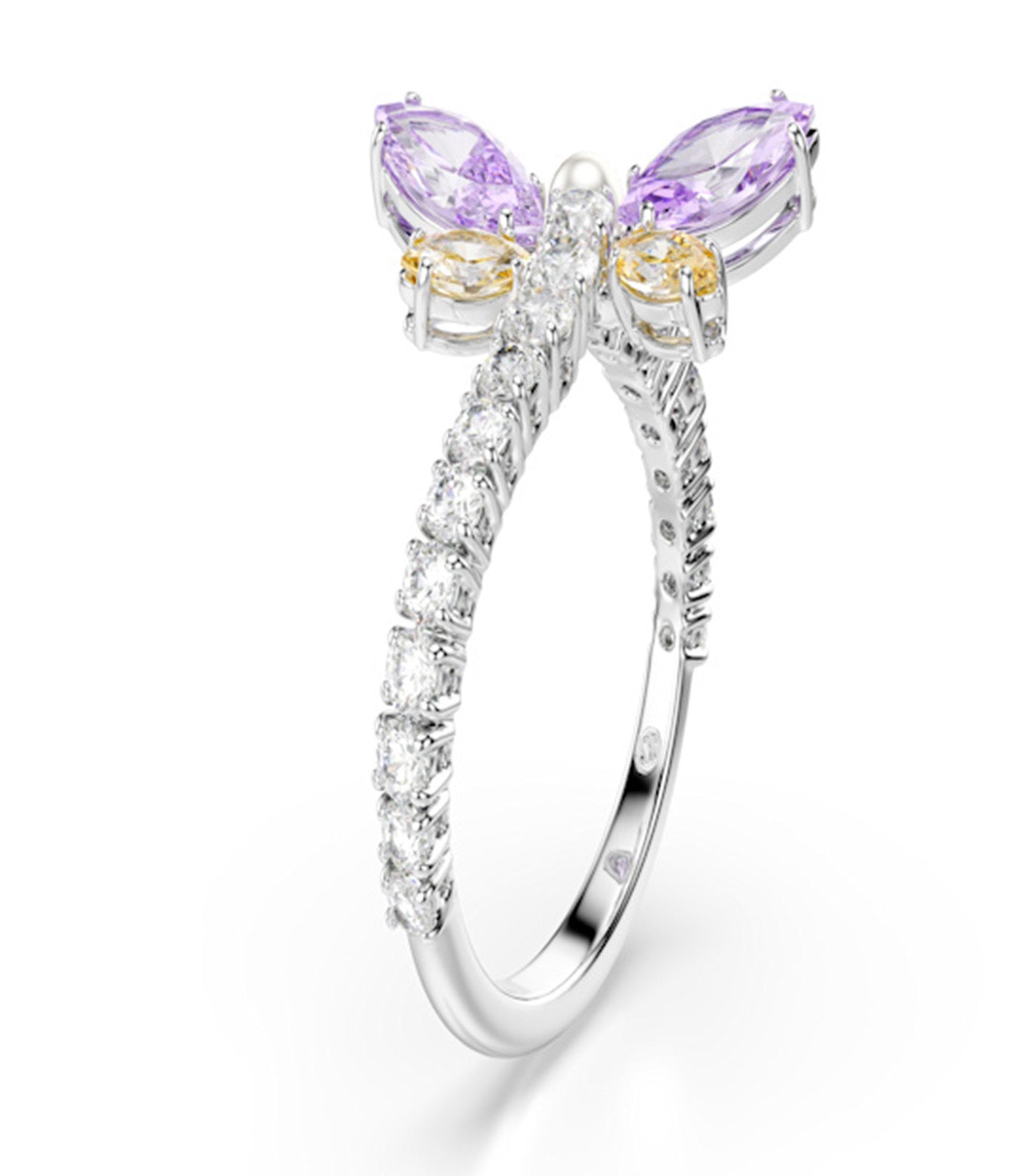 Ariana Grande x Swarovski Motif Ring Mixed Cuts, Dragonfly, Rhodium-Plated Multicolor