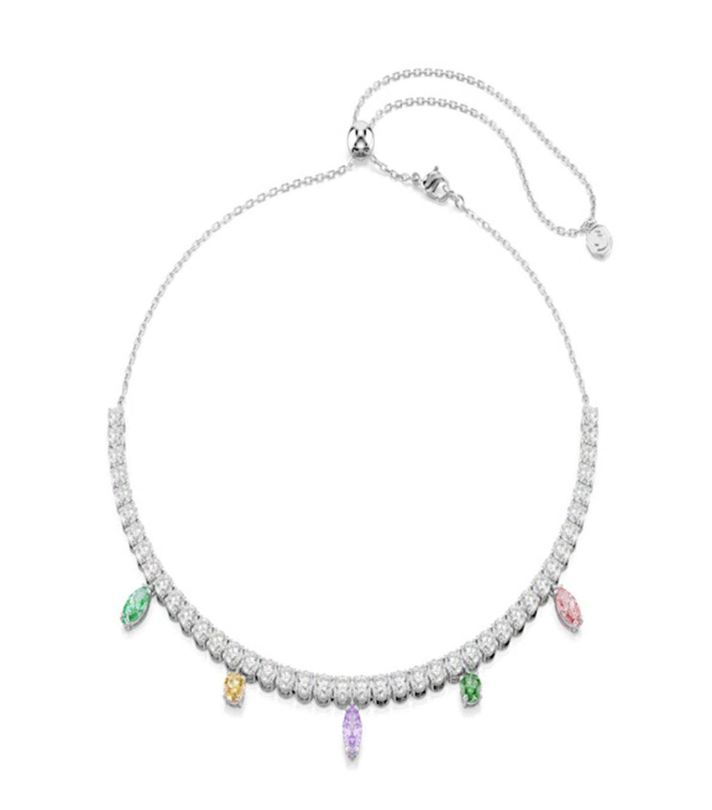 Ariana Grande x Swarovski Tennis Necklace Mixed Cuts, Rhodium-Plated, Multicolor