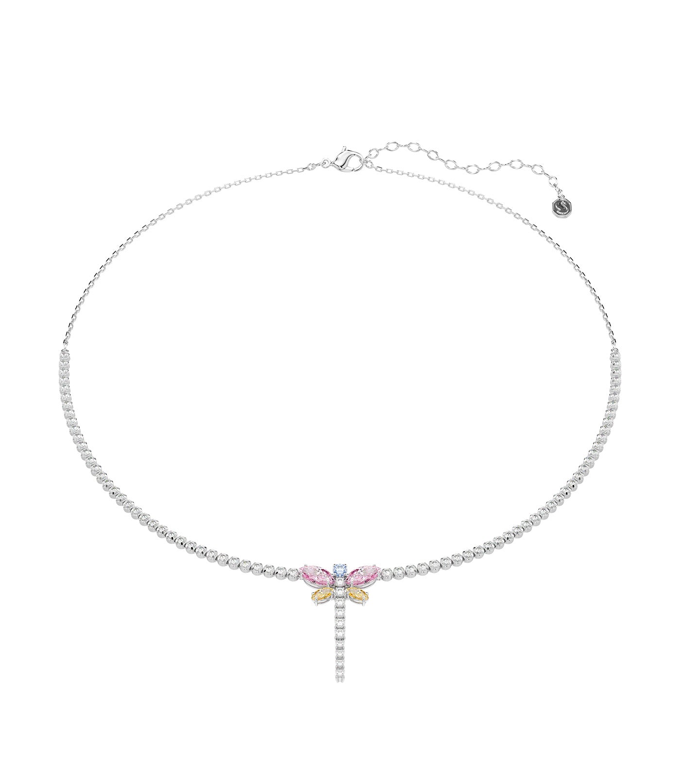 Ariana Grande x Swarovski Tennis Y Necklace Mixed Cuts, Dragonfly, Rhodium Plated, Multicolor