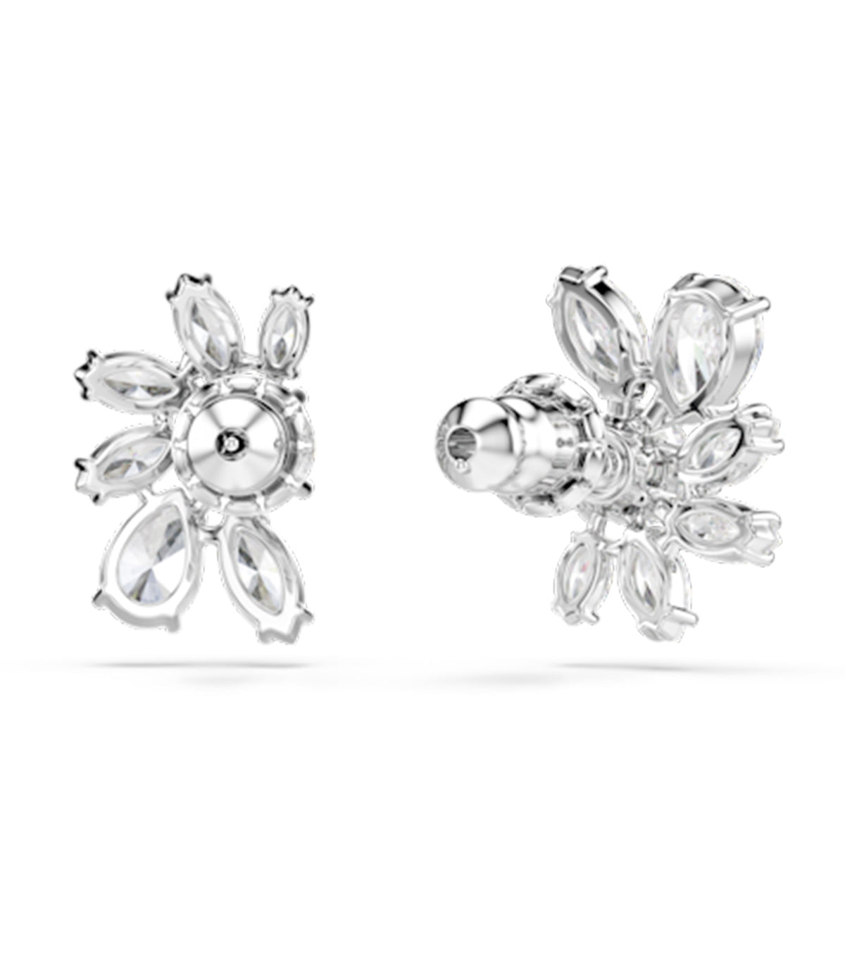 Mesmera Stud Earrings Mixed Cuts Flower Rhodium Plated White