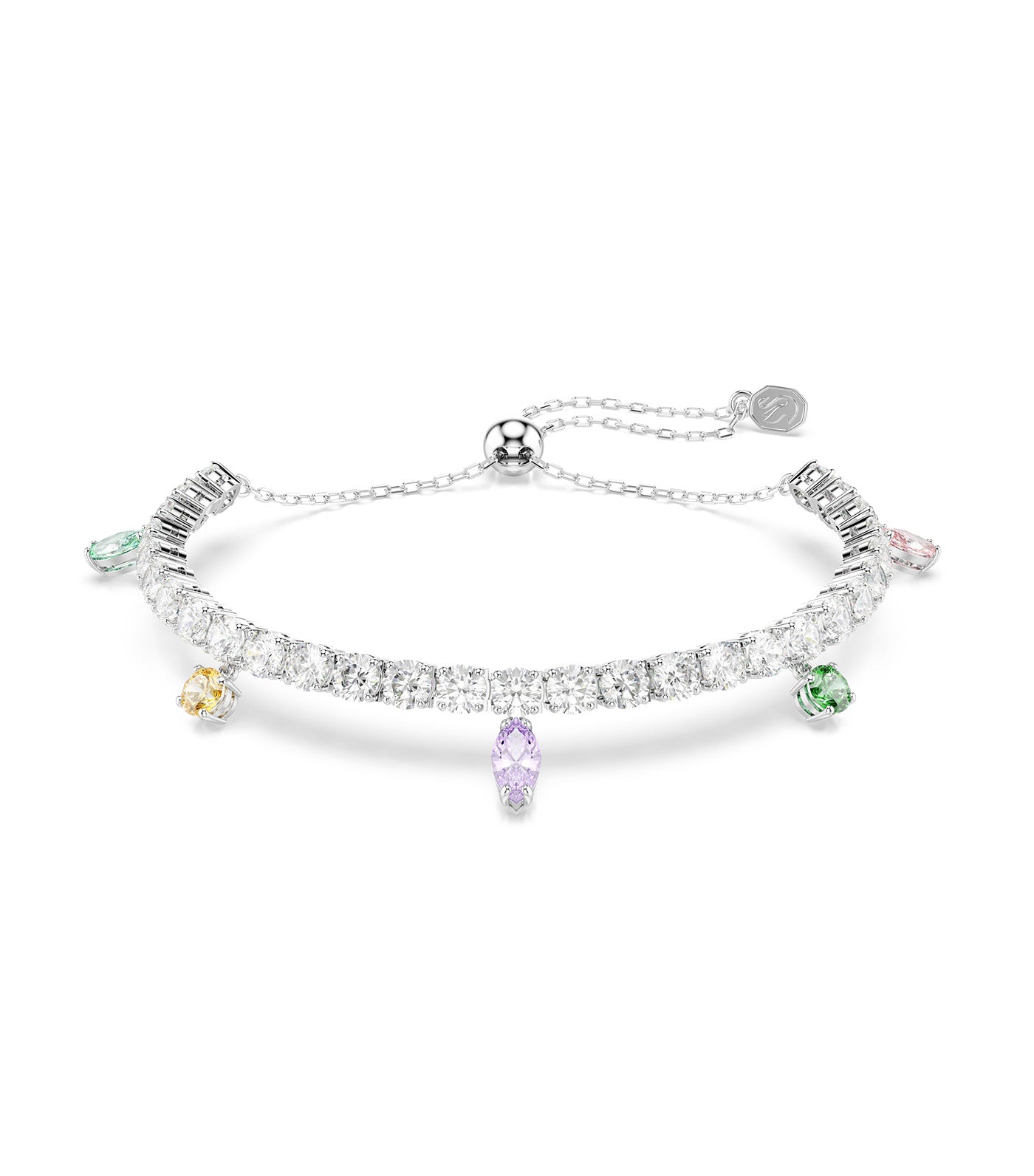 Ariana Grande x Swarovski Tennis Bracelet Mixed Cuts, Rhodium Plated, Multicolor