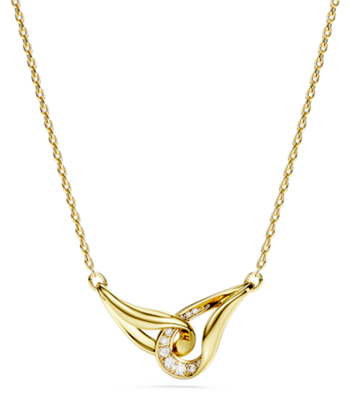 Swarovski Classica Pendant Round Cut Interlocking Sterling Silver 18K Gold Finish White