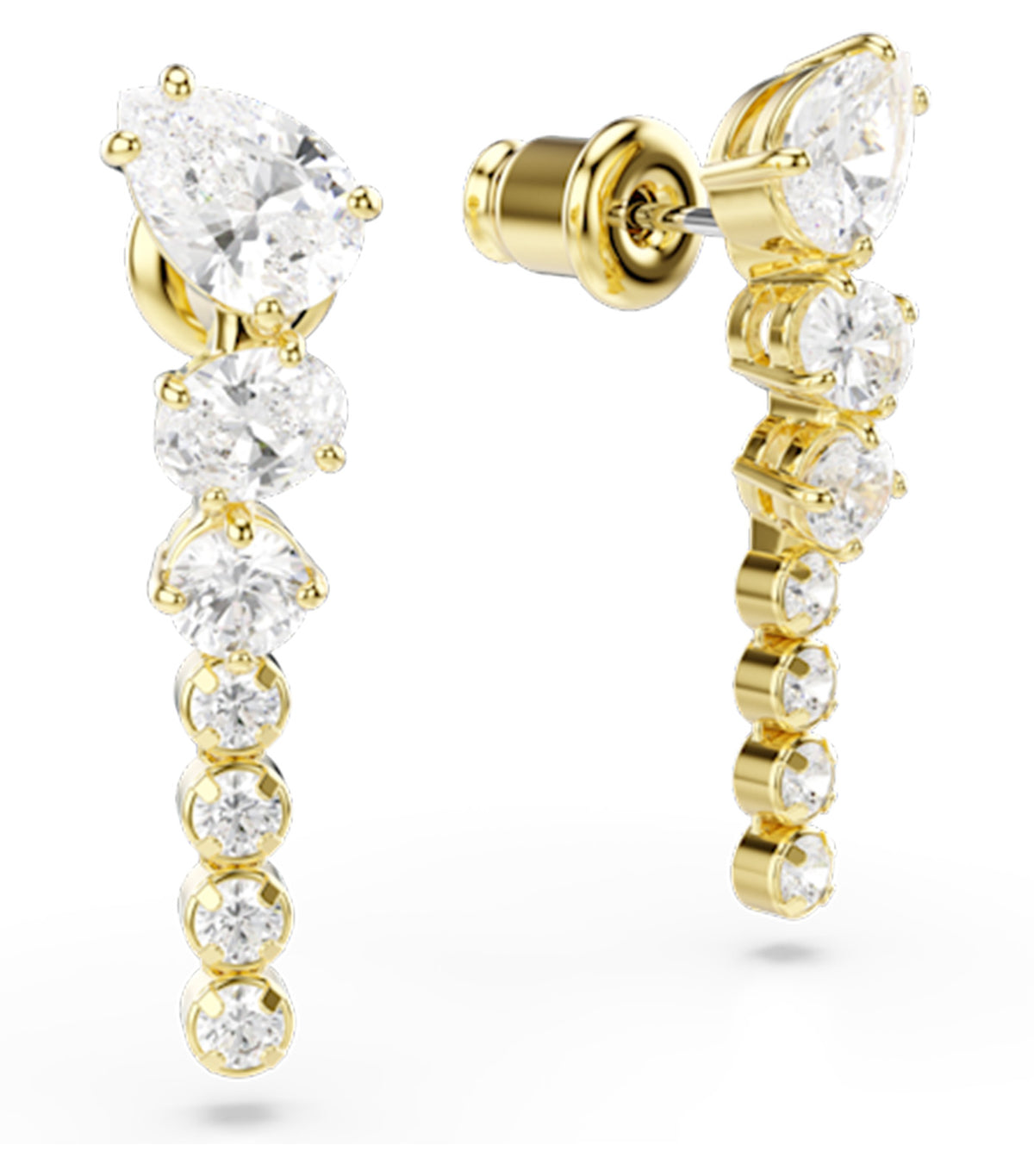 Mesmera Drop Earrings Mixed Cuts 18K Gold Finish White