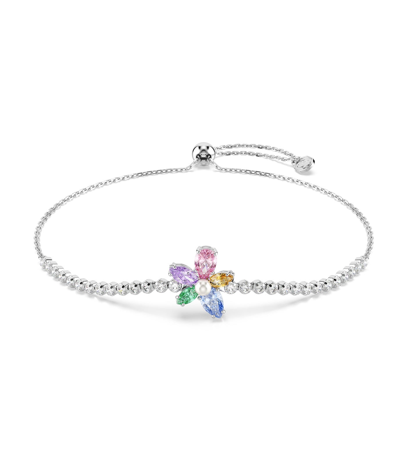 Ariana Grande x Swarovski Bracelet Mixed Cuts, Flower, Rhodium Plated, Multicolor
