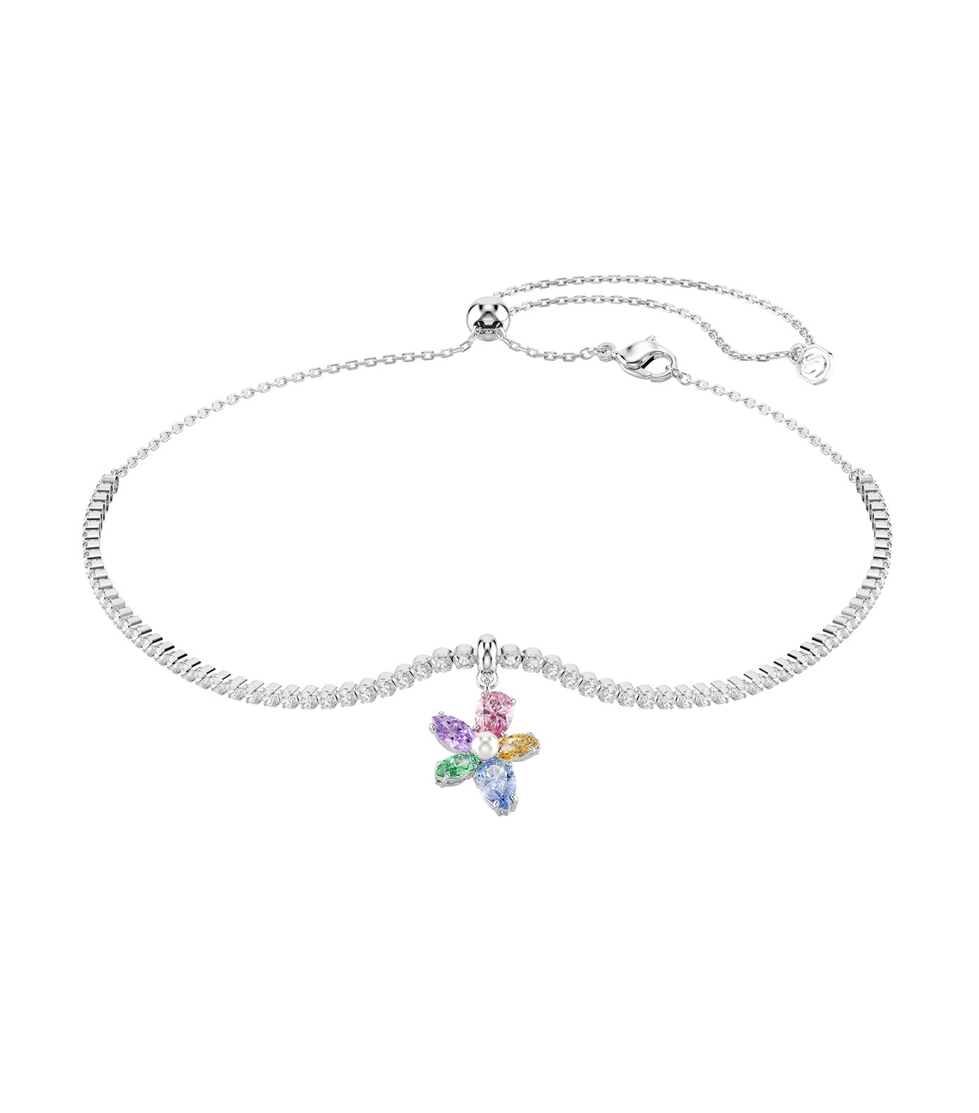 Ariana Grande x Swarovski Choker Mixed Cuts, Flower, Rhodium Plated, Multicolor