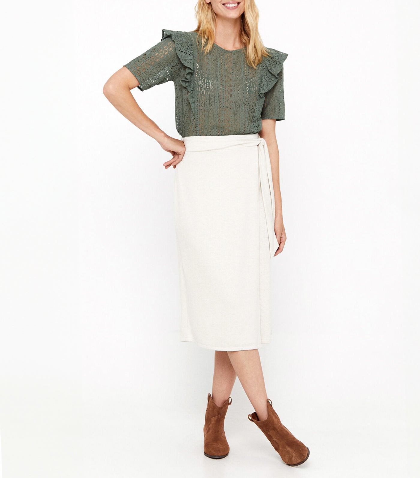 Jersey knit 2024 midi skirt