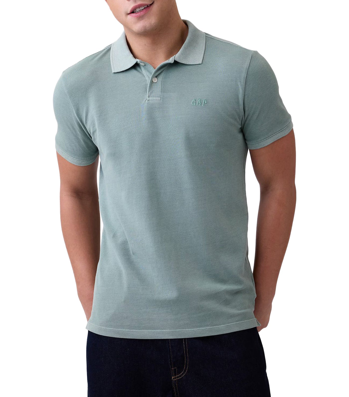 GAP Logo Pique Polo Shirt Sage