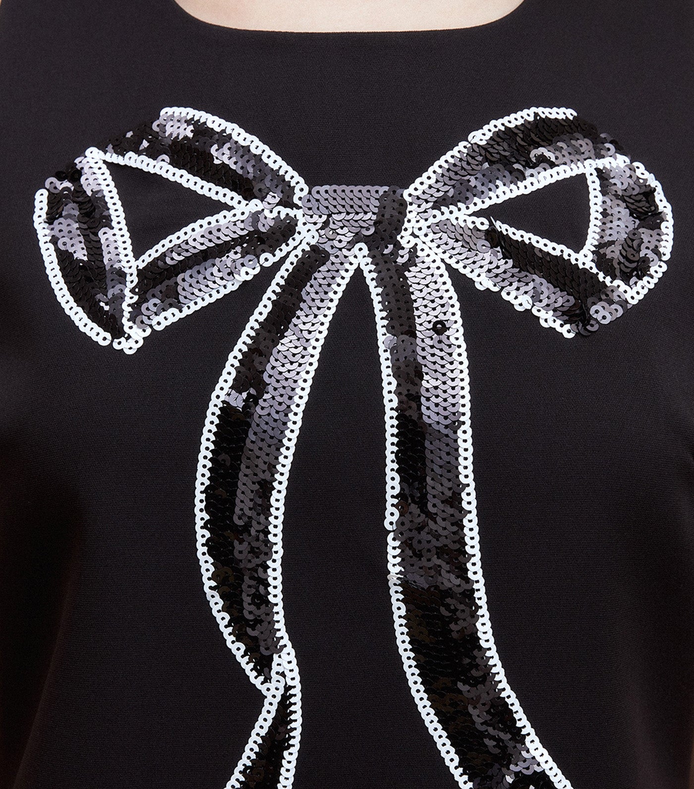 Sequin Bow Detail Mini Dress Black