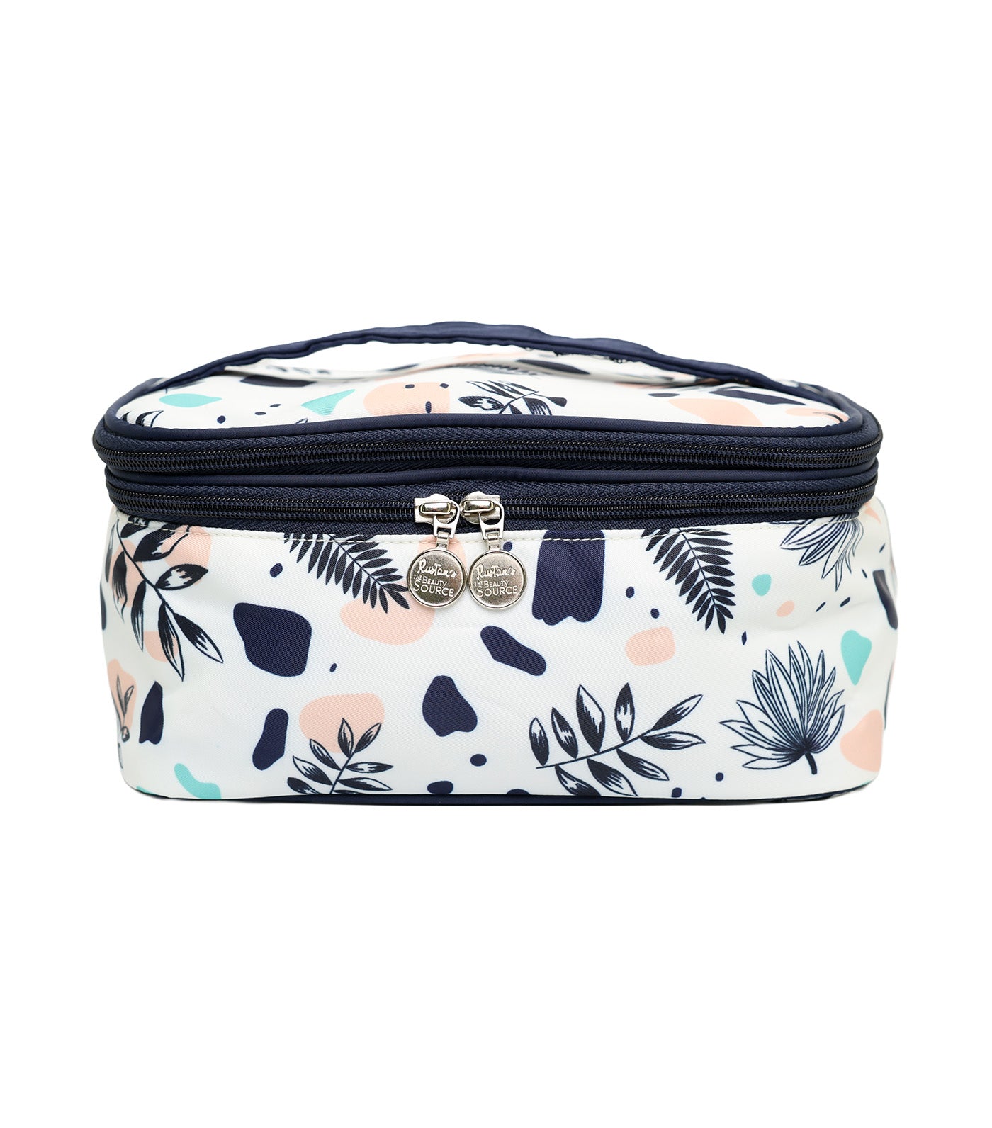 Traincase w/ Makeup Brush Holder - White Navy