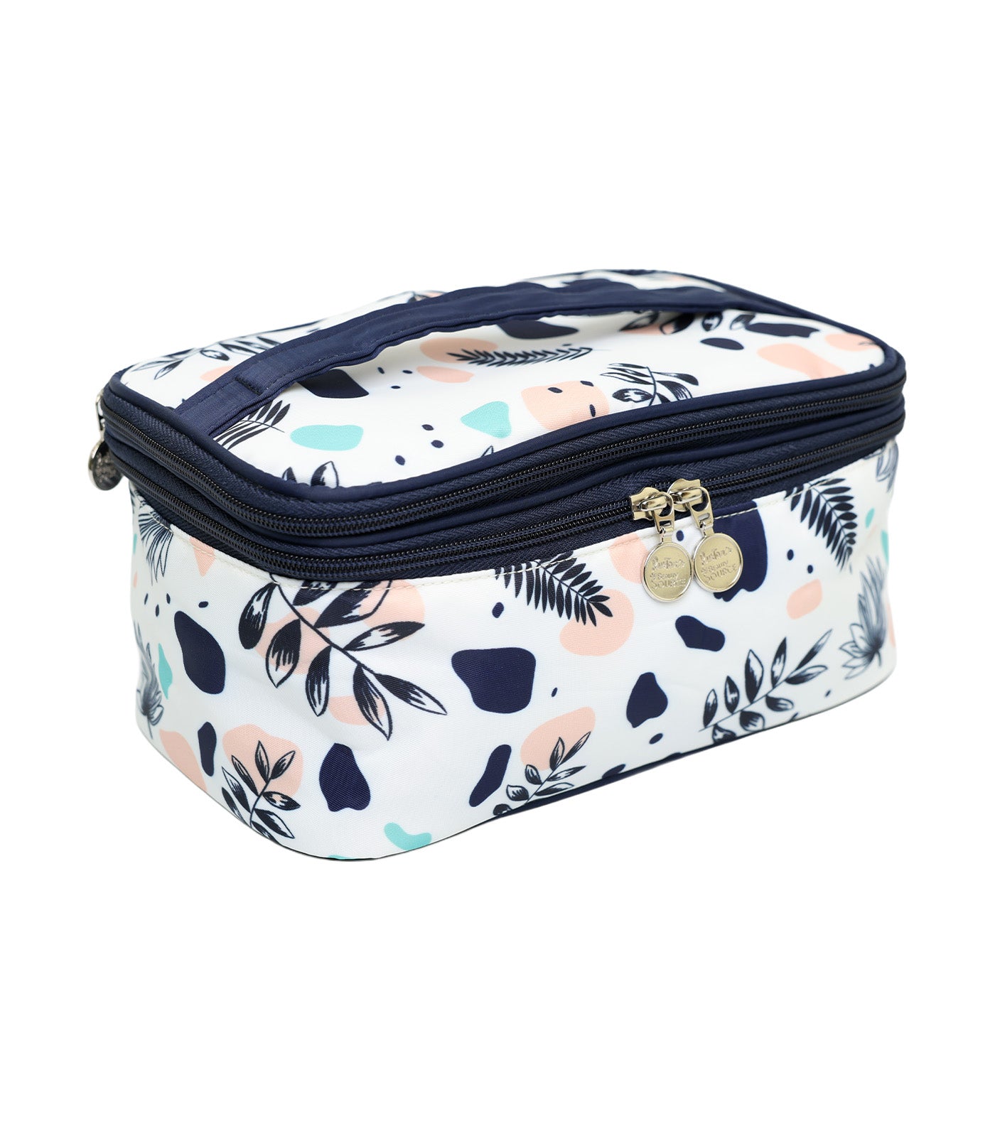 Traincase w/ Makeup Brush Holder - White Navy