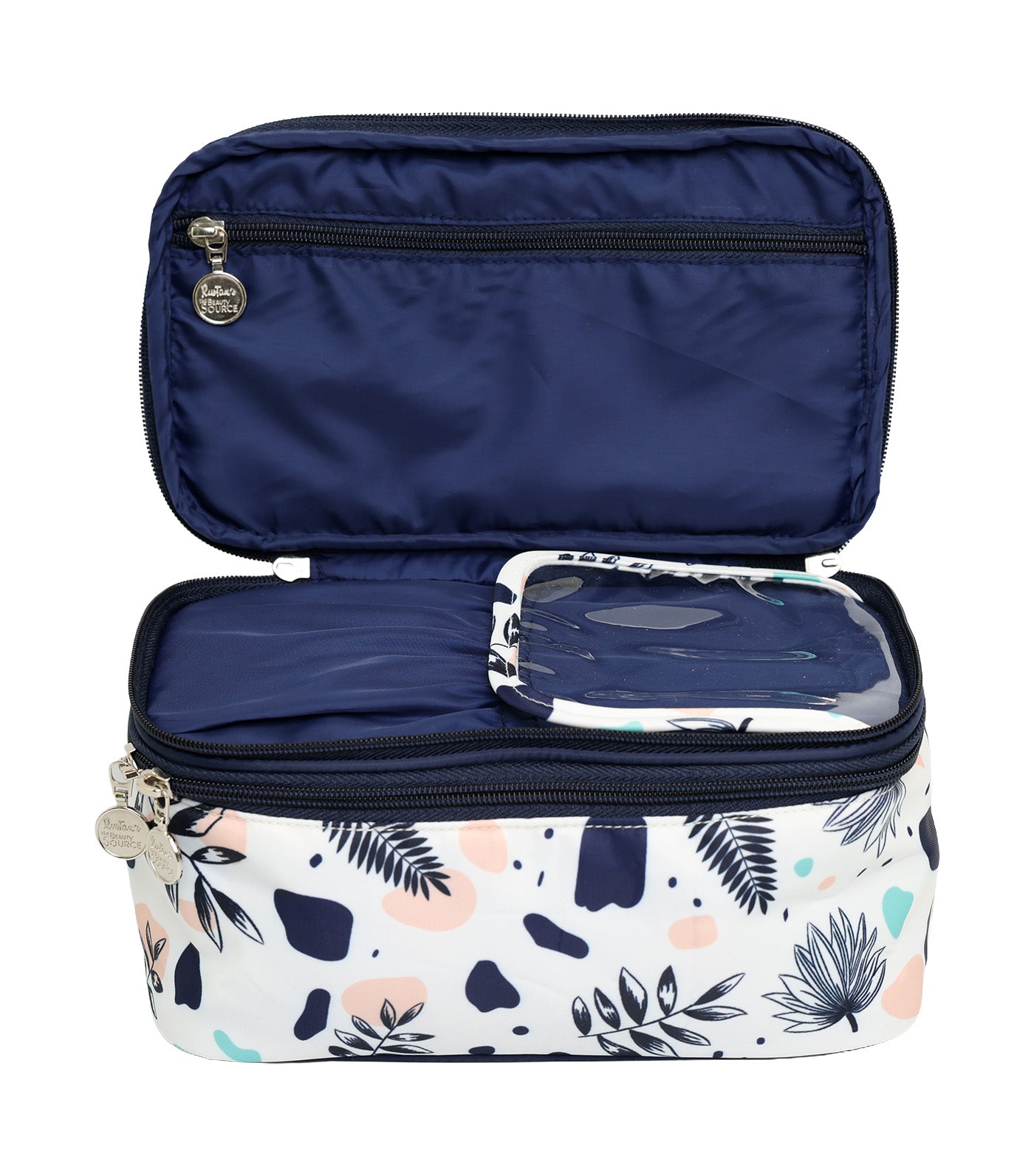 Traincase w/ Makeup Brush Holder - White Navy
