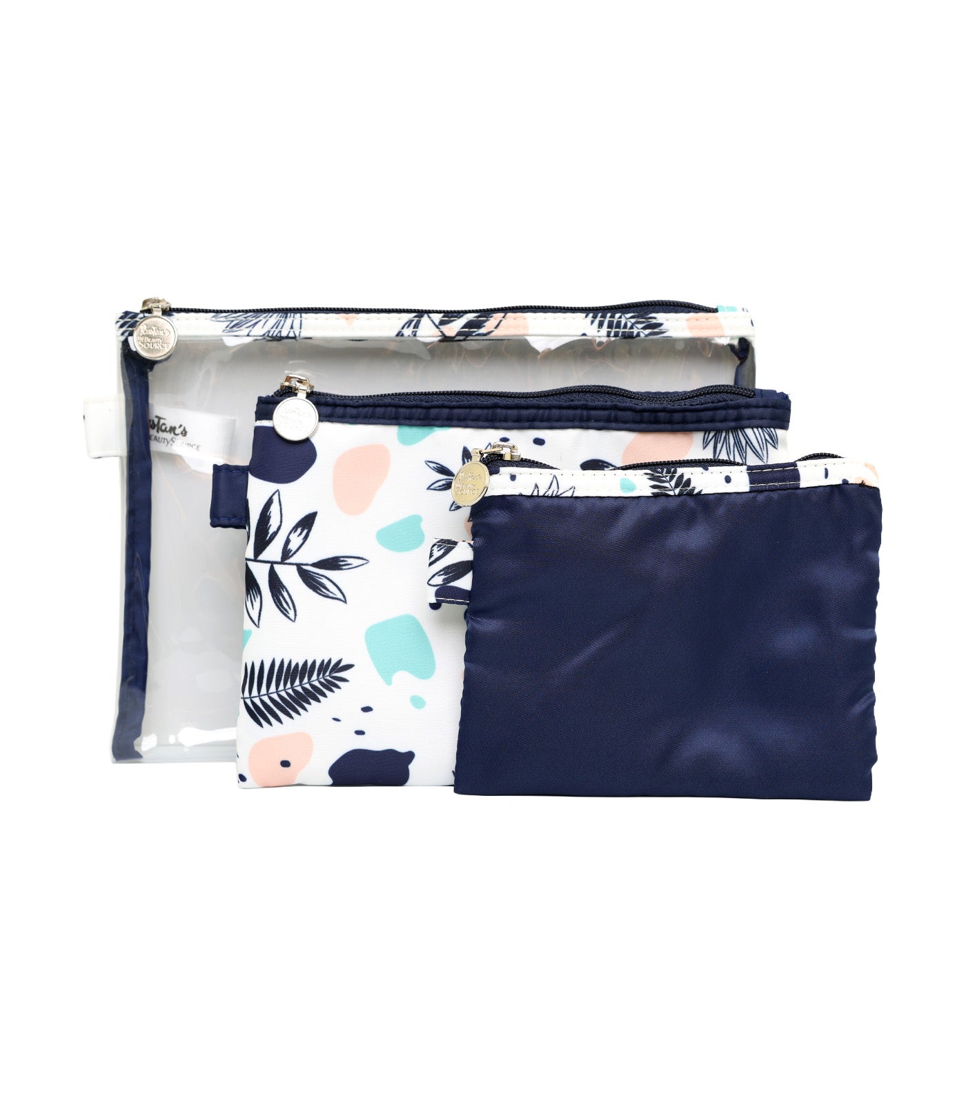 3-Piece Flat Purse - White Navy