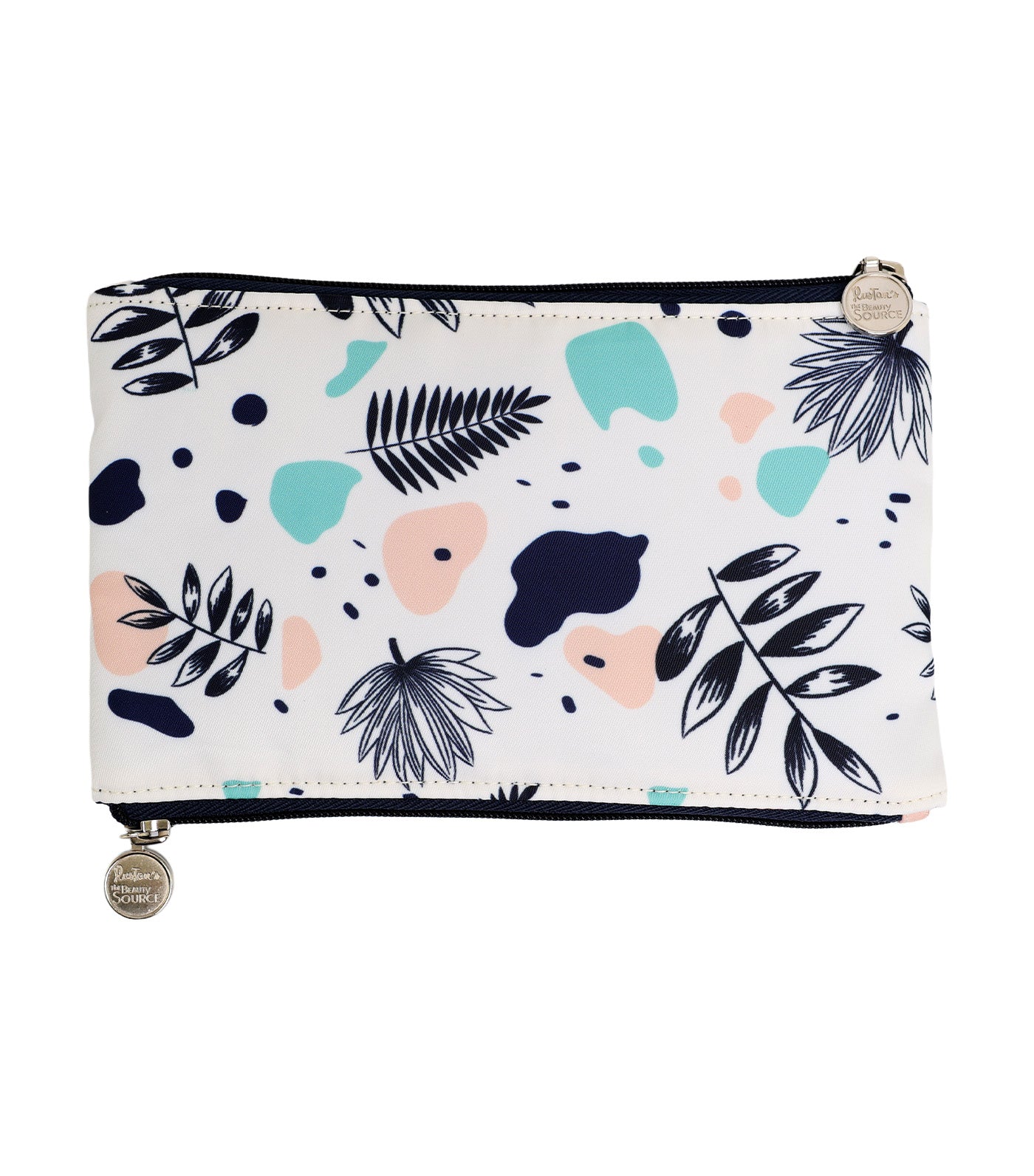 2-Zipper Flat Pouch - White Navy