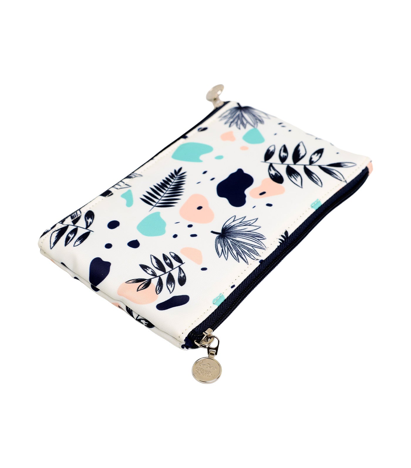 2-Zipper Flat Pouch - White Navy
