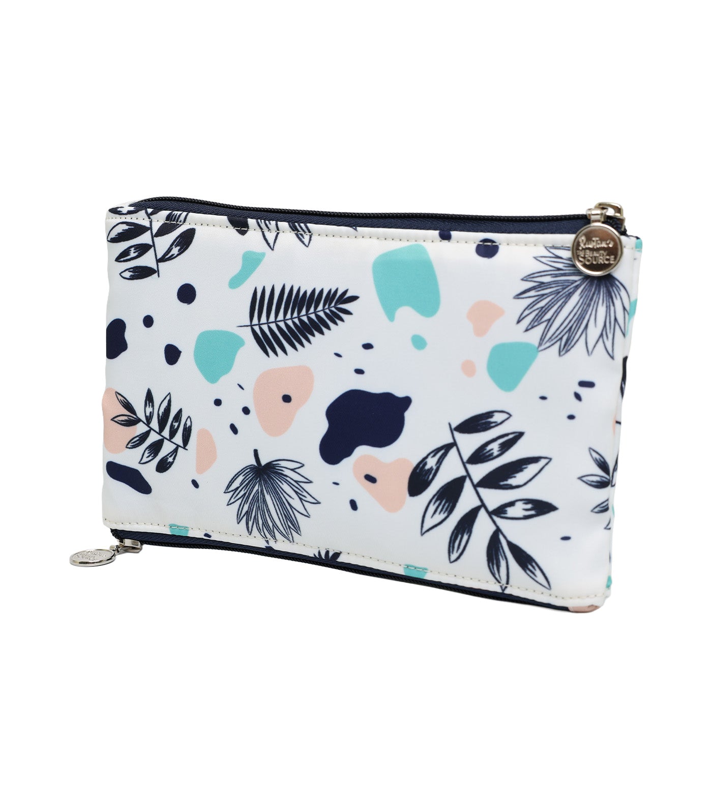2-Zipper Flat Pouch - White Navy
