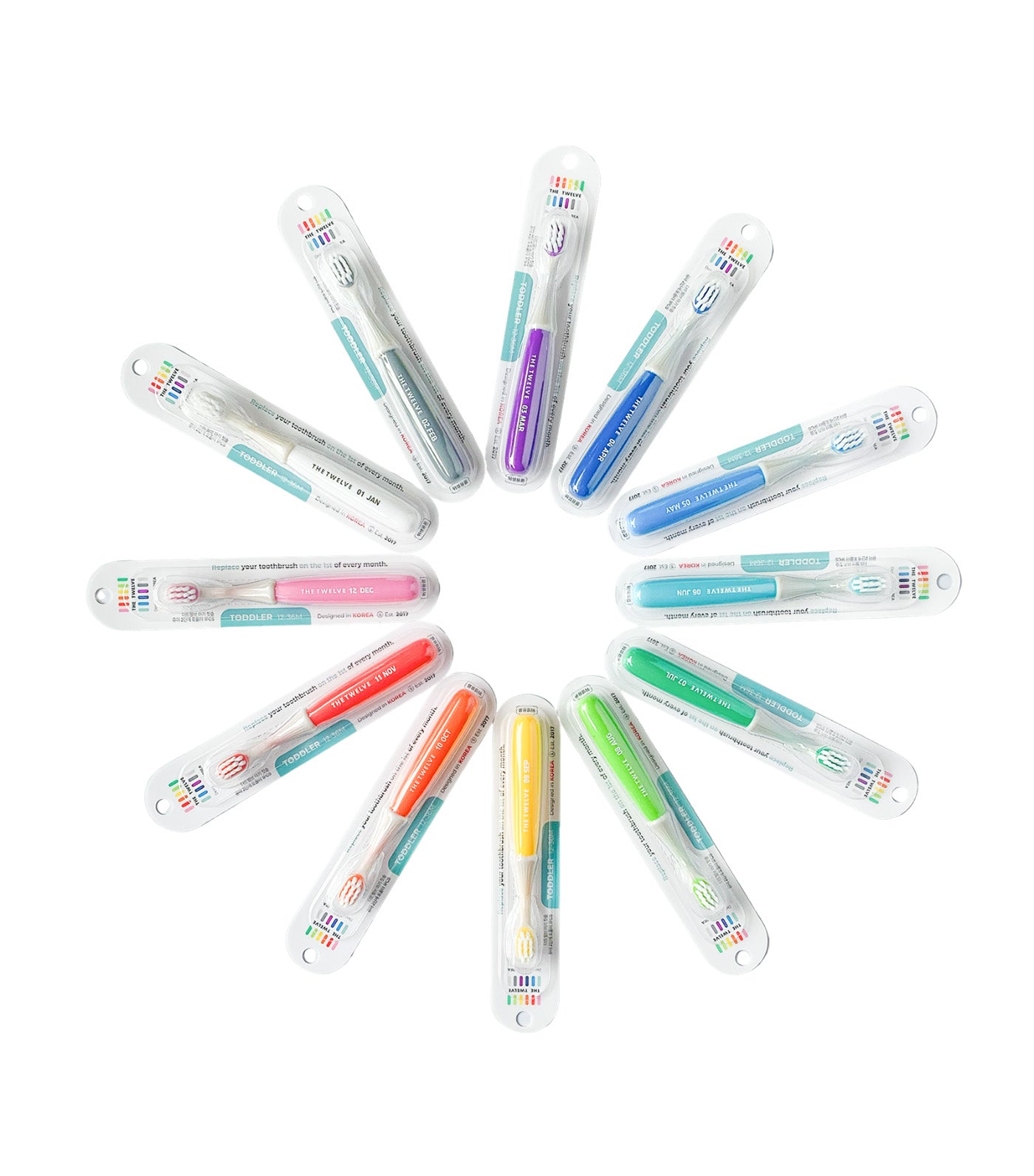 Toddler Toothbrush 12 Pcs Pastel Vivid