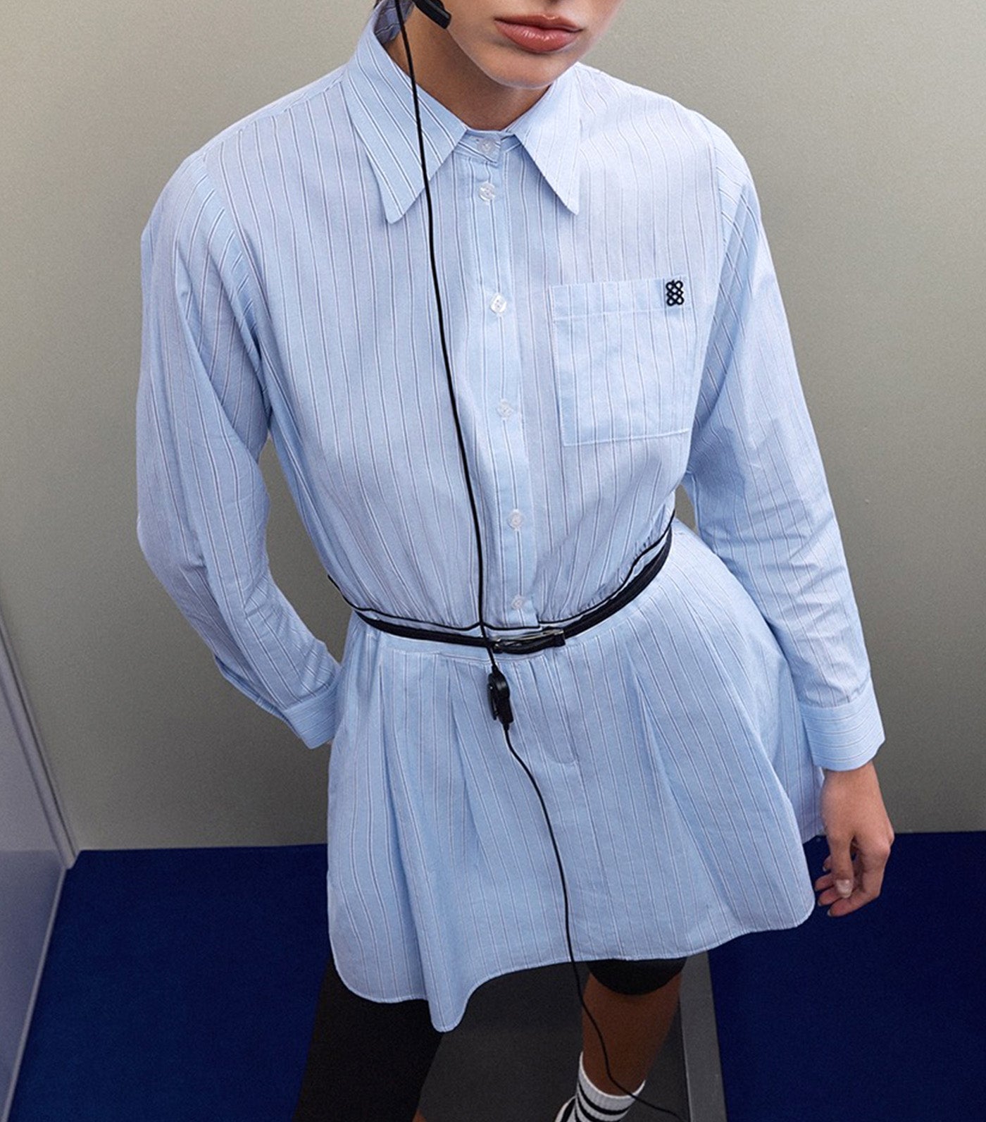 Stripe Shirt Dress Baby Blue