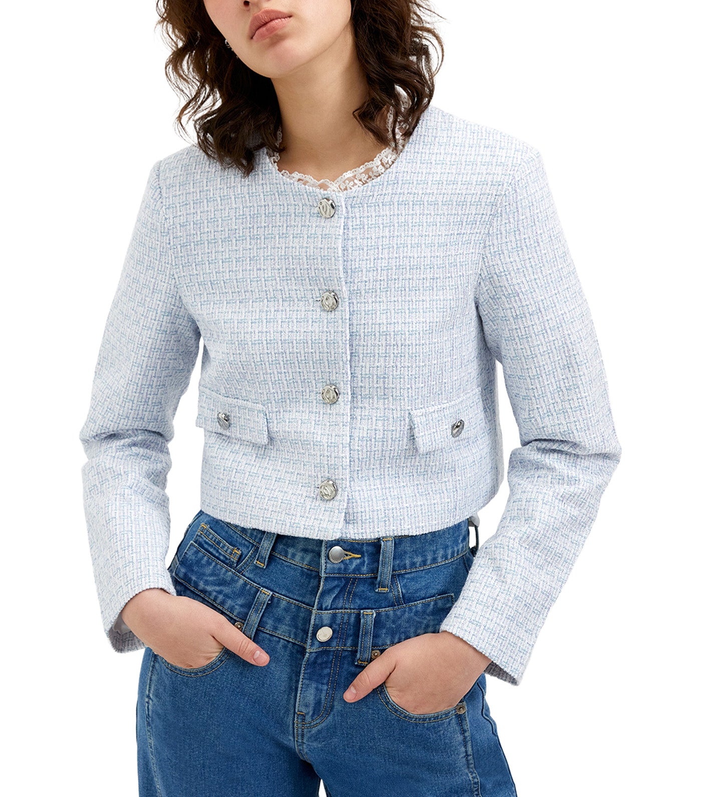 Tweed Crop Jacket Multi color