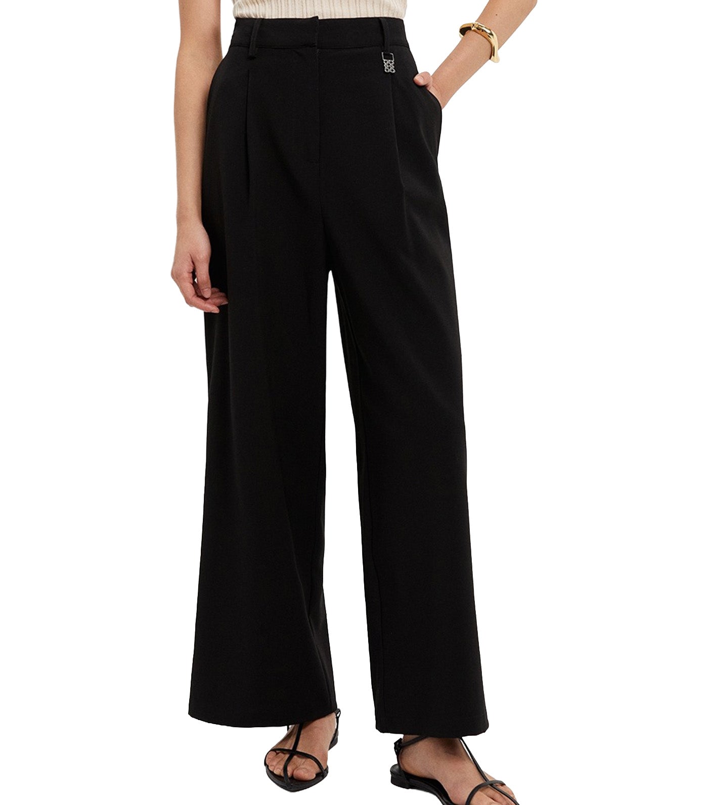 Pomelo Wide Leg Trousers Black