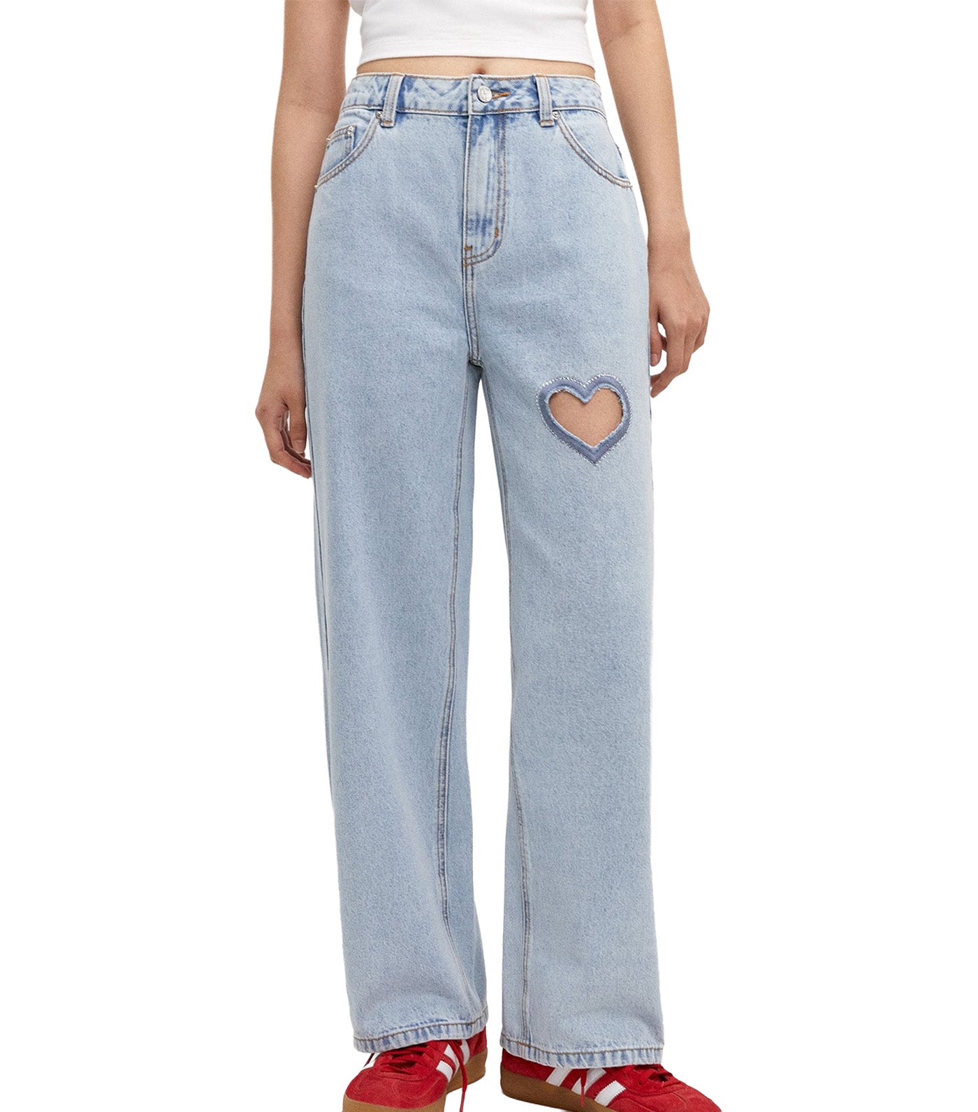 Pomelo Heart Cut Out Jeans Blue