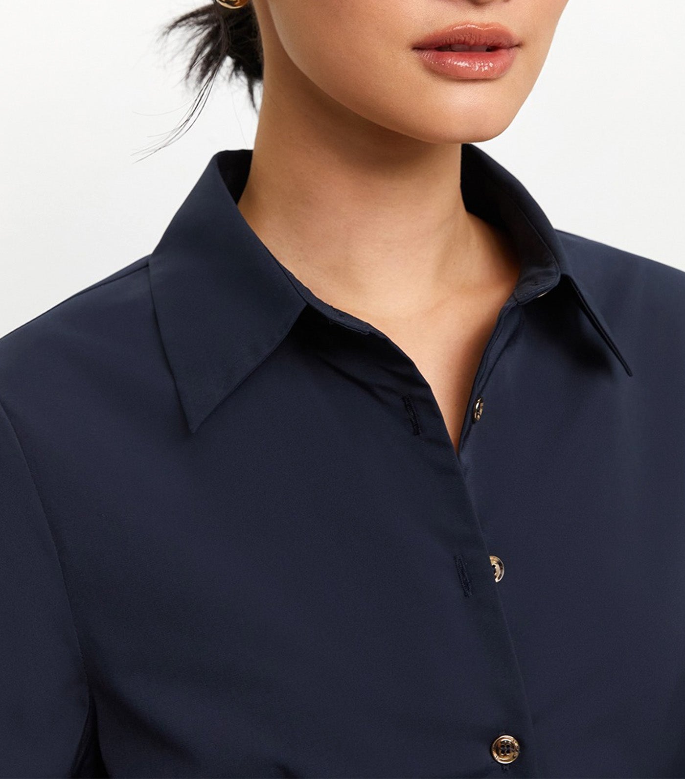 Side Bow Long Sleeve Dress Navy