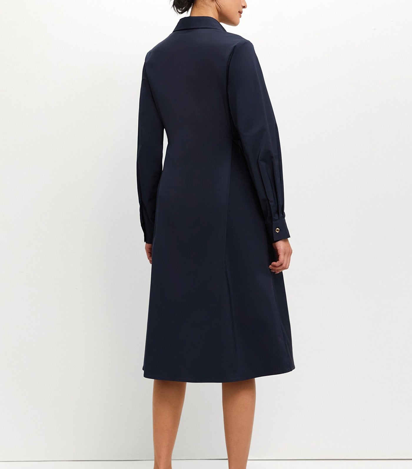 Side Bow Long Sleeve Dress Navy