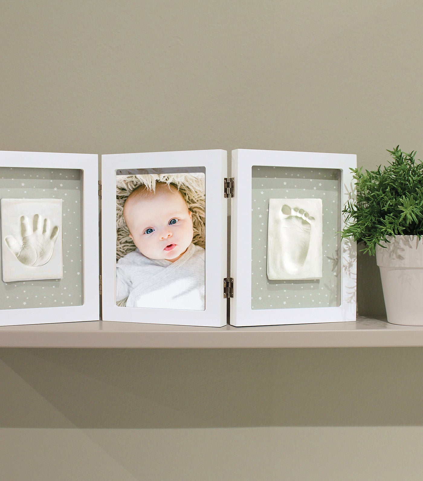 Gift Set: White Triple Frame Handprint & Memory Box