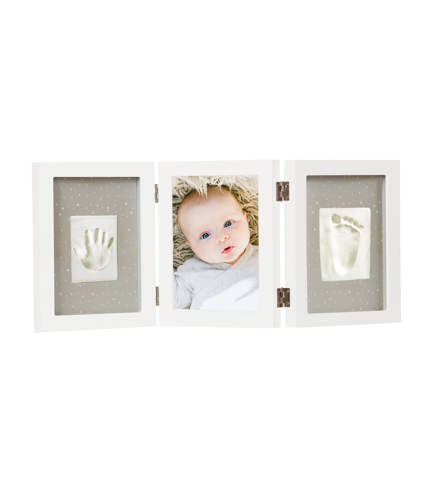 Gift Set: White Triple Frame Handprint & Memory Box