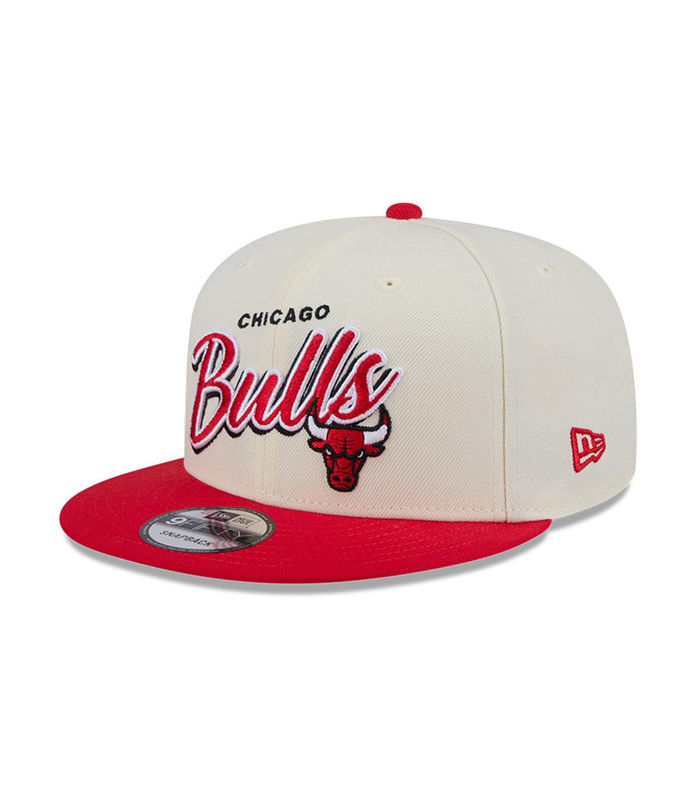 9FIFTY Chicago Bulls Script NBA Snapback Cap Chrome White